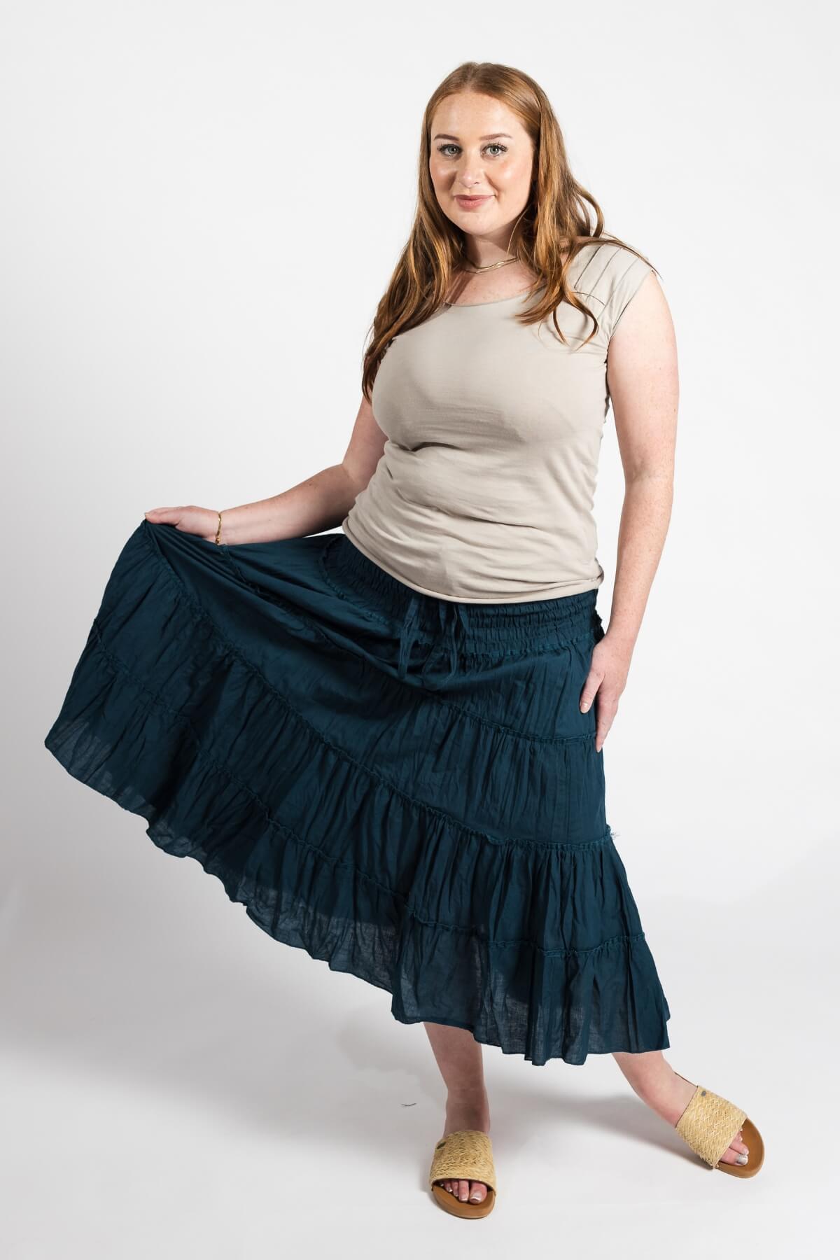 Surya Ethical Crinkle Cotton Skirt made in Nepal