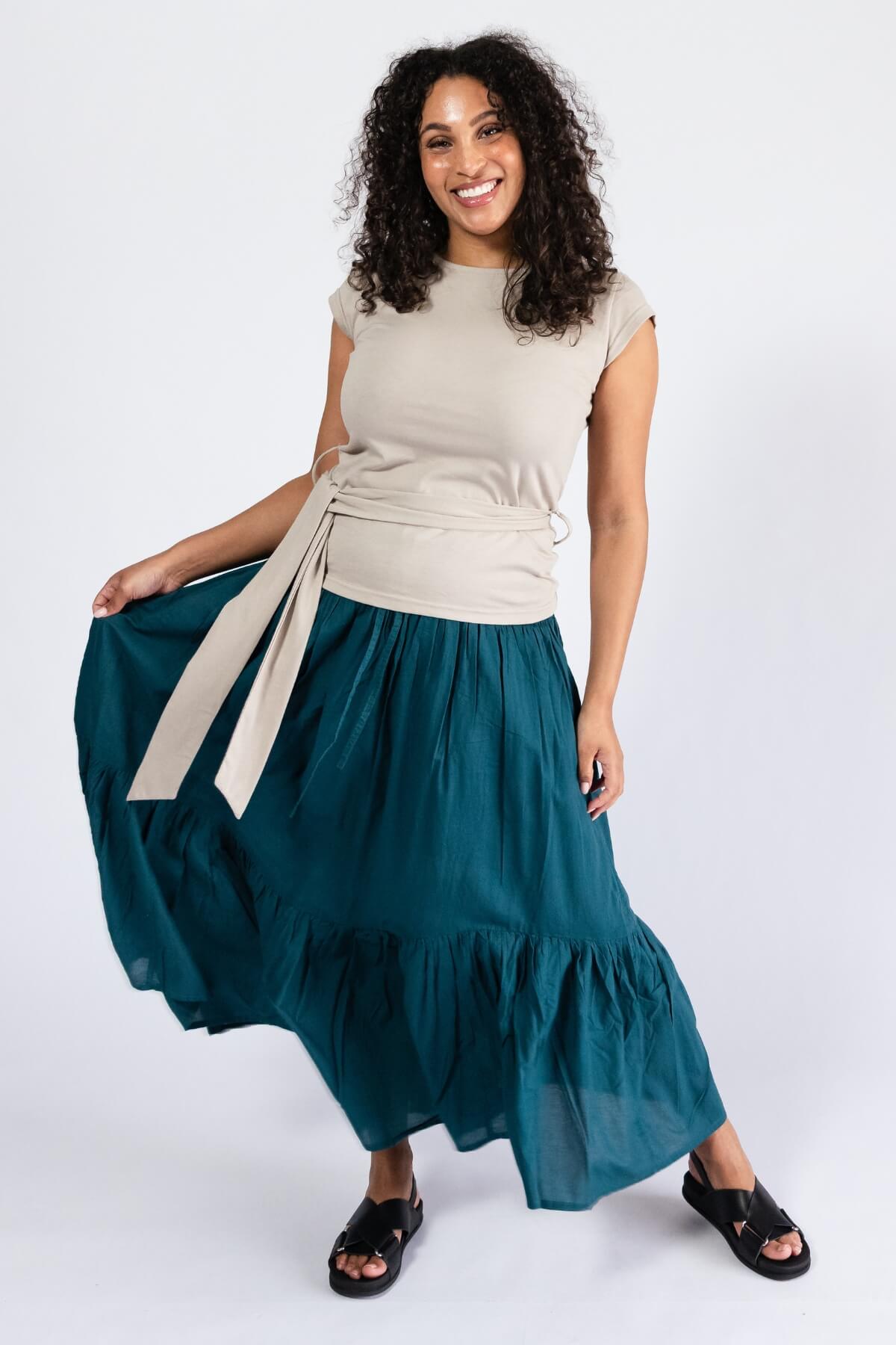 Surya Cambric Cotton Skirt for Women - stretchy waistband