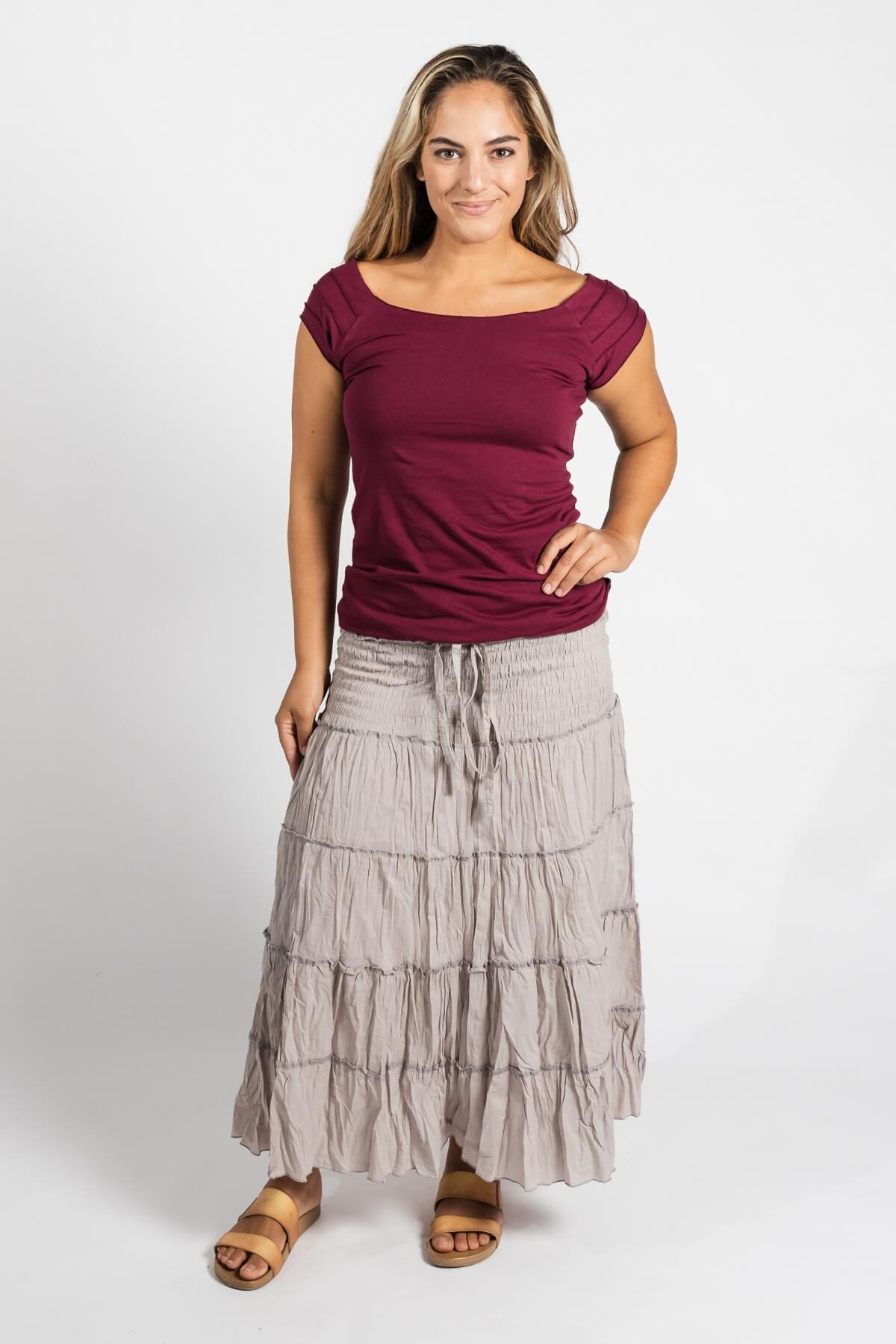 Surya Ethical Cotton 'Franti' Skirt made in Nepal - Oatmeal
