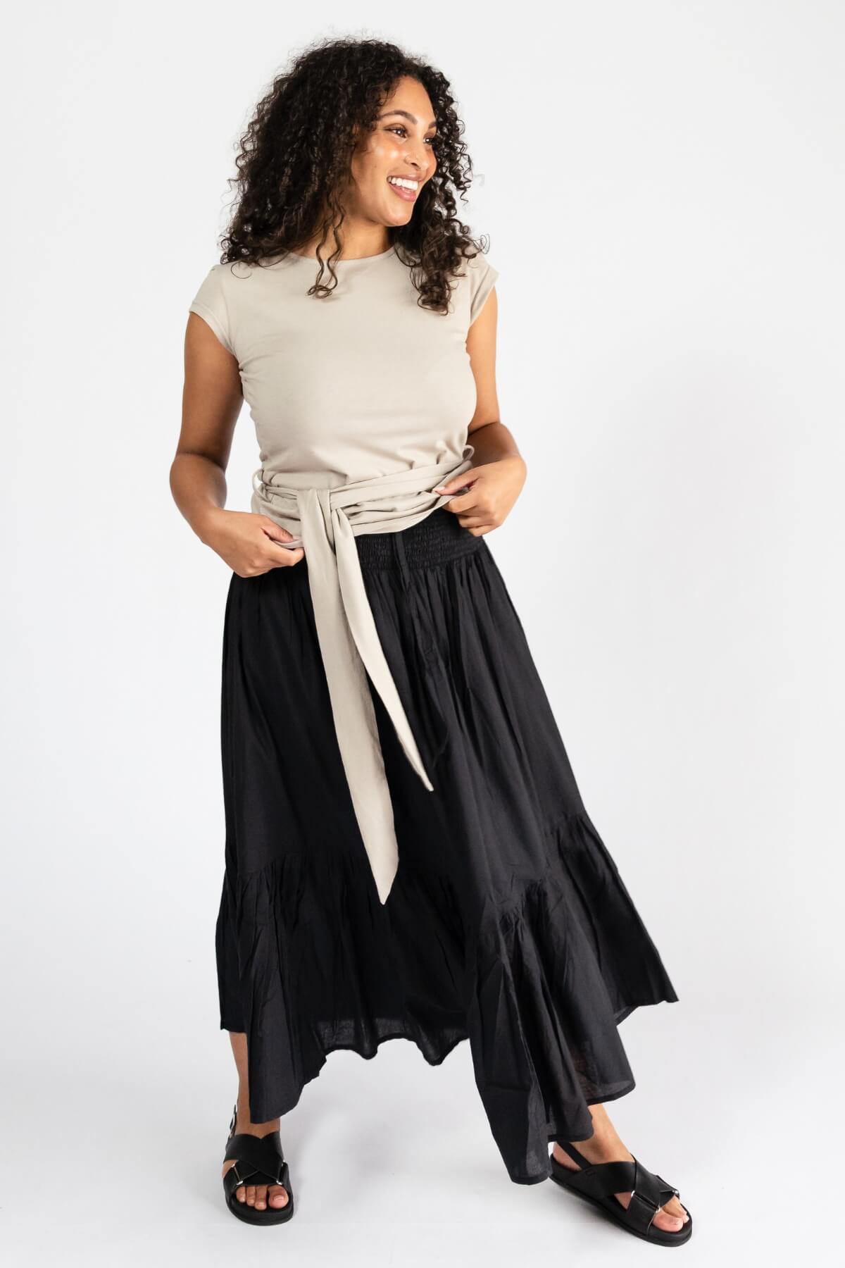 Surya Cambric Cotton Skirt for Women - comfortable shirred waistband