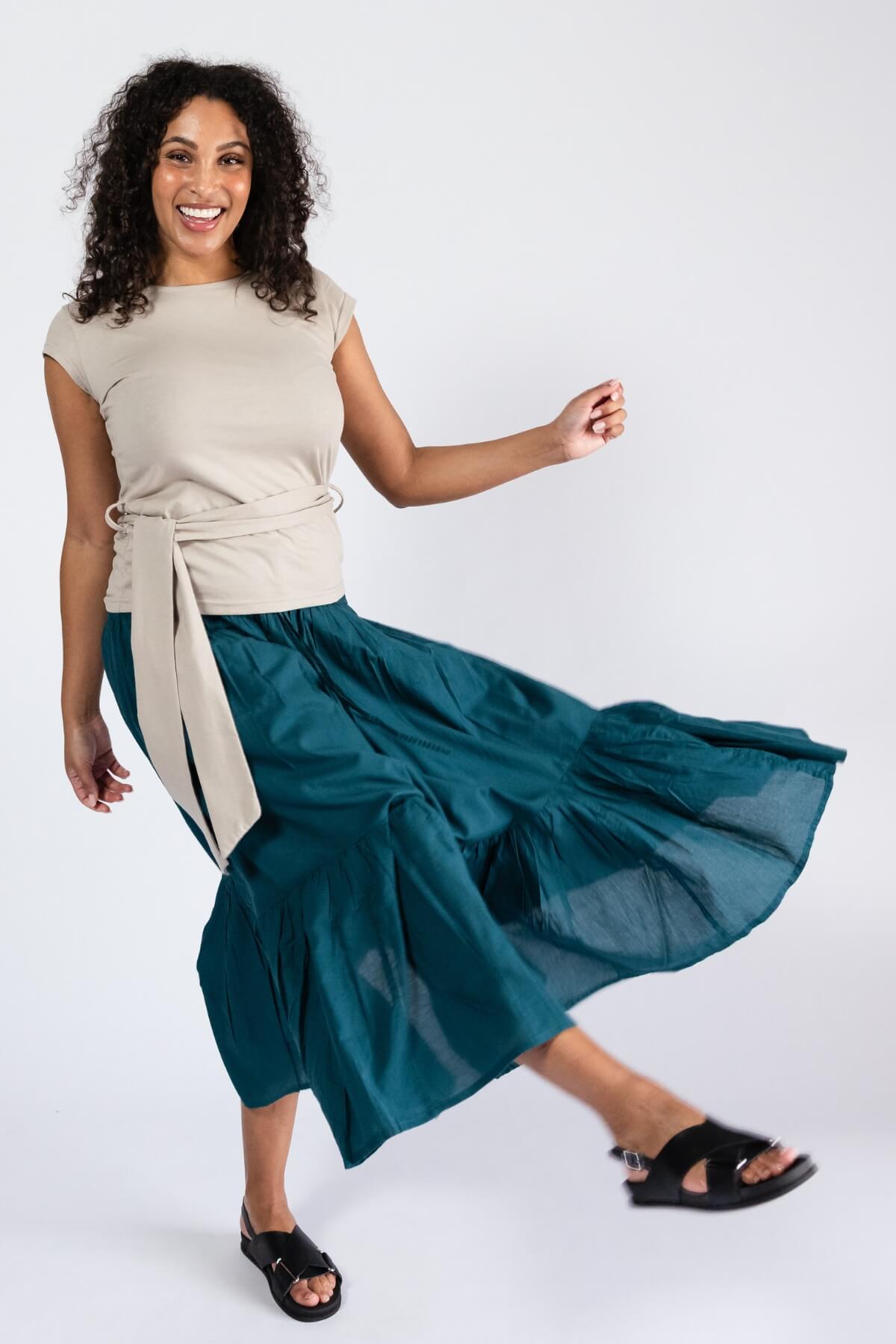 Surya Cambric Cotton Skirt for Women - wide maxi skirt