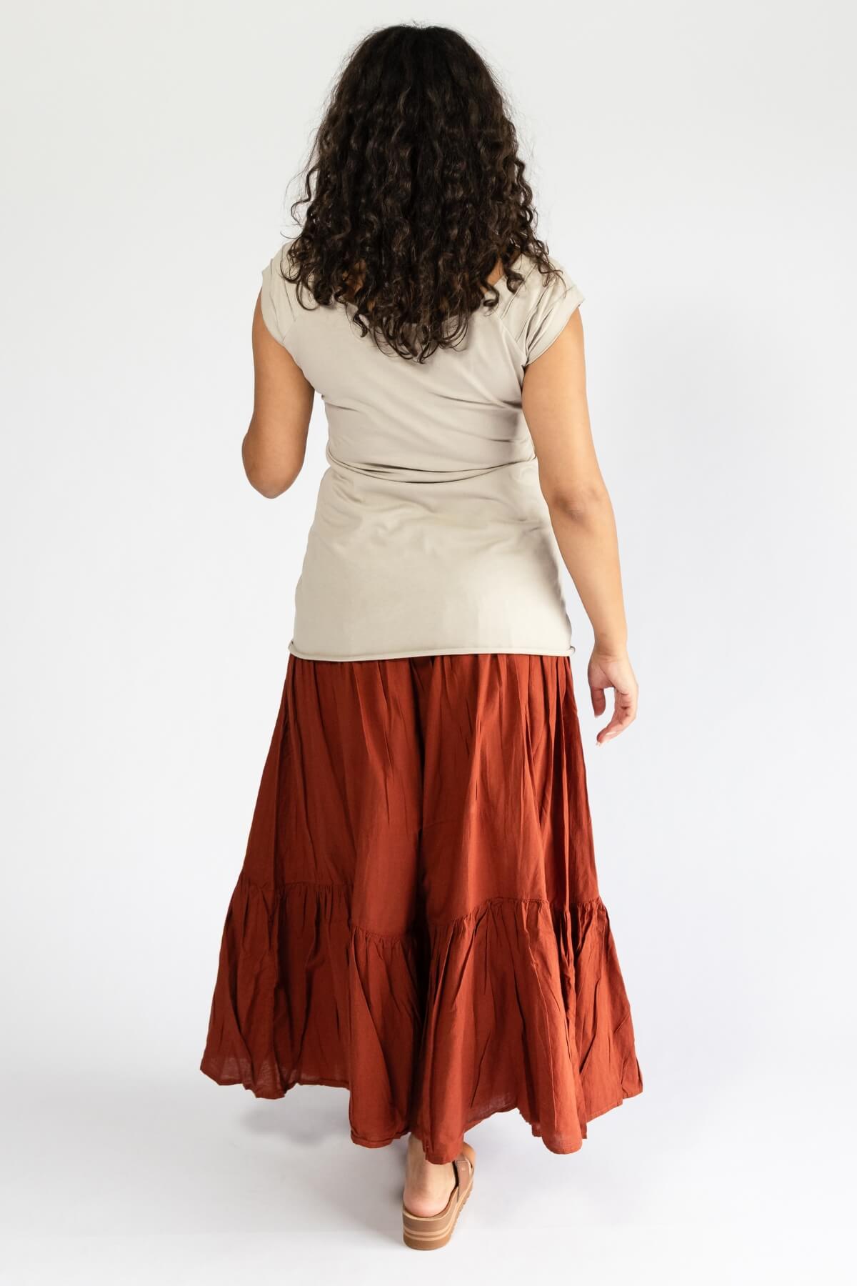 Surya Ethical Crinkle Cotton Skirt for Women - rear view