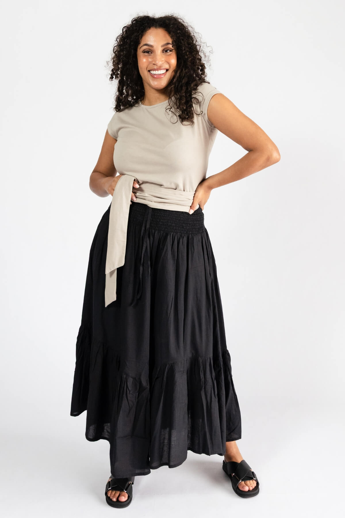 Surya Cambric Cotton Isla Skirt for Women - Black