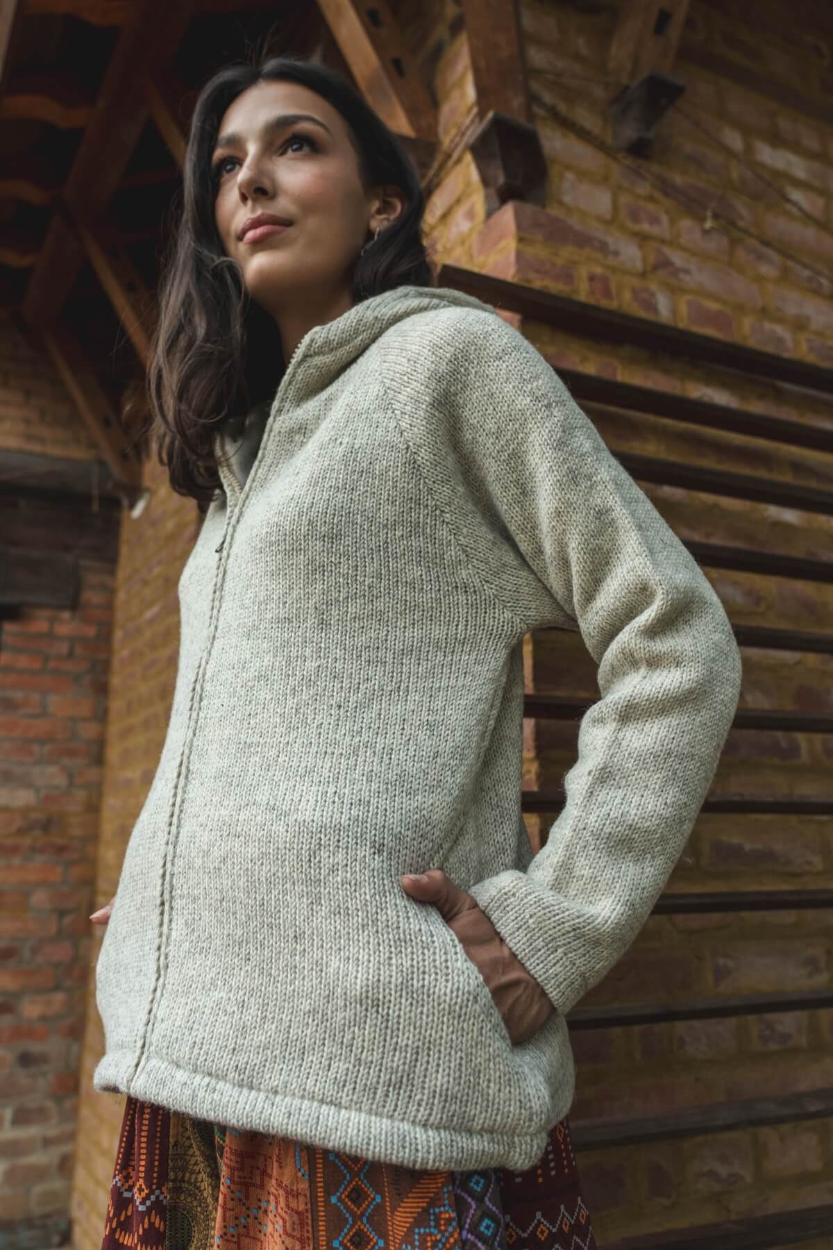 Surya Wool Jacket for Women - on location in Nepal