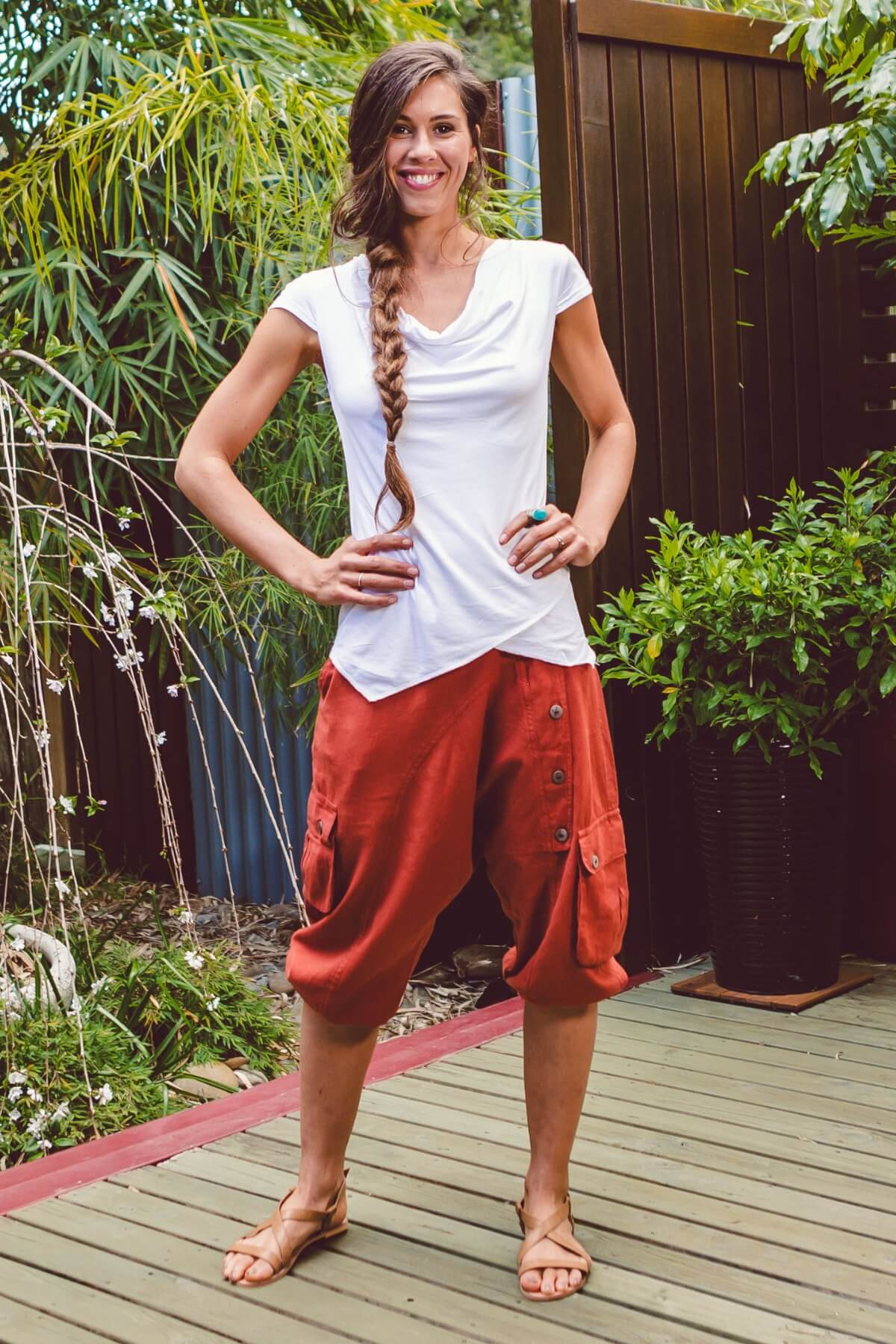 Surya Cotton Drop Crotch Shorts for Women - on location in Huskisson