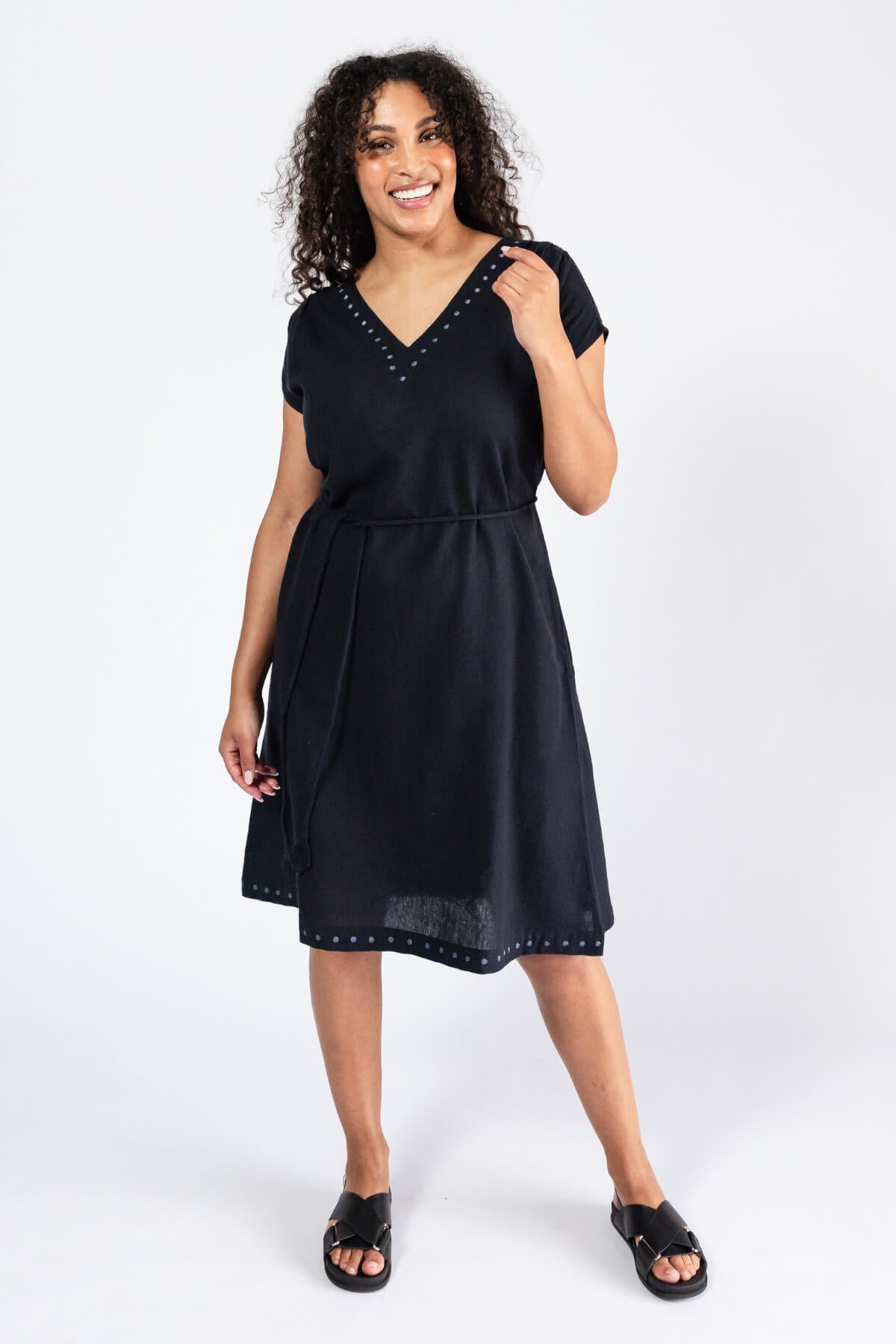 Surya Everyday Lightweight Cotton Dress - with neckline embroidery detail