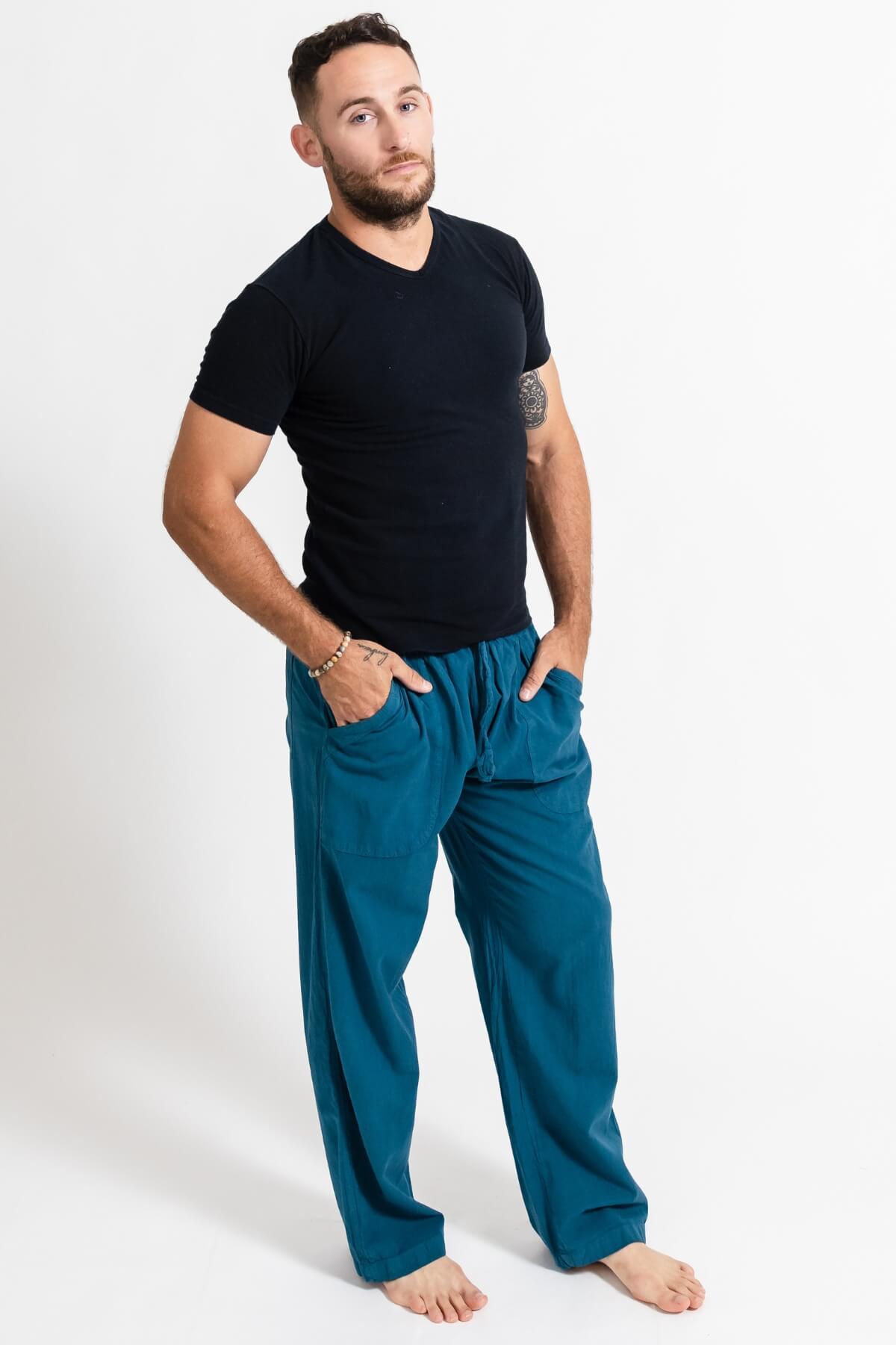 Surya Cotton Everyday Pants for Men from Nepal - elastic waistband