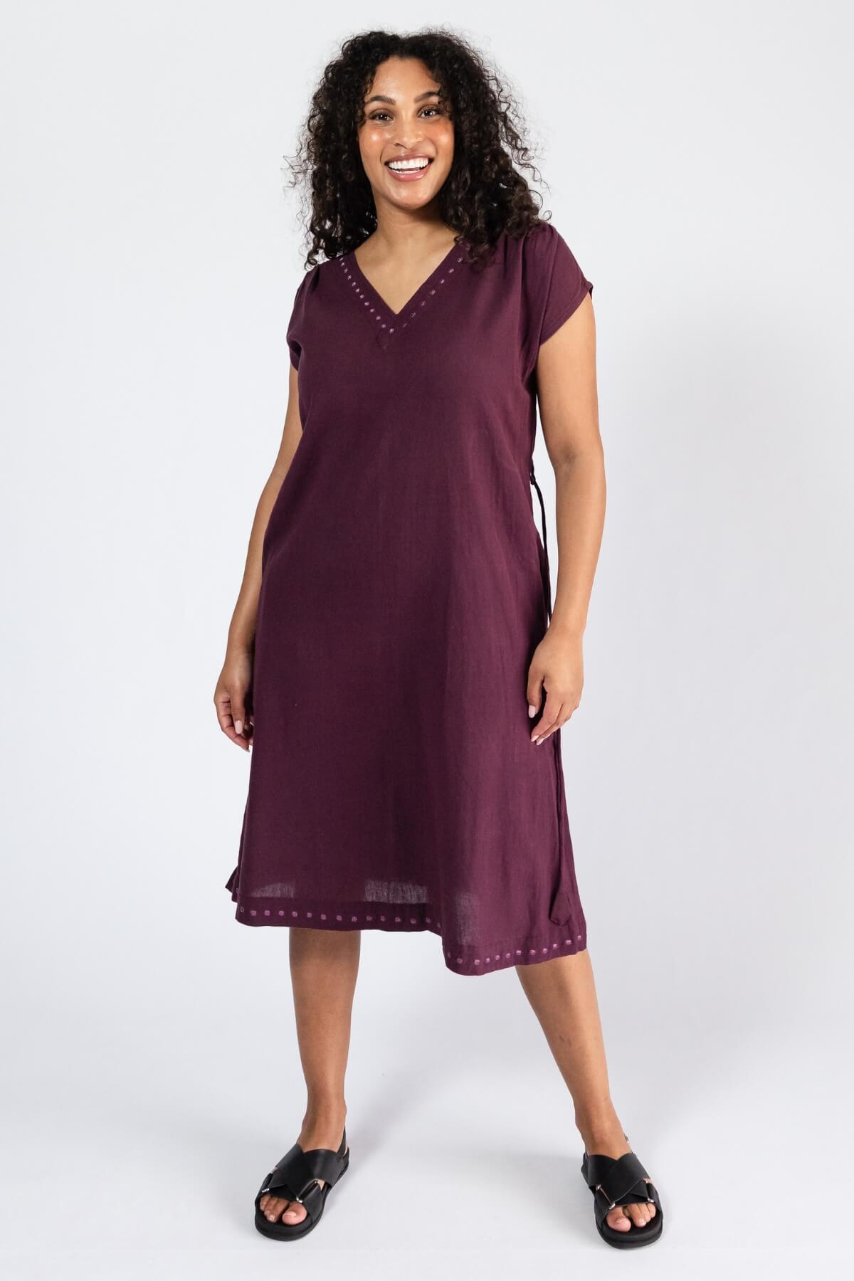 Surya Cotton Everyday Aurora Dress - Purple Wine Colour