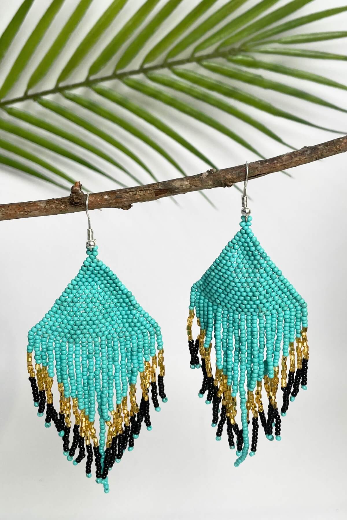 Surya Ethical Glass Bead Earrings - Maldives Blue