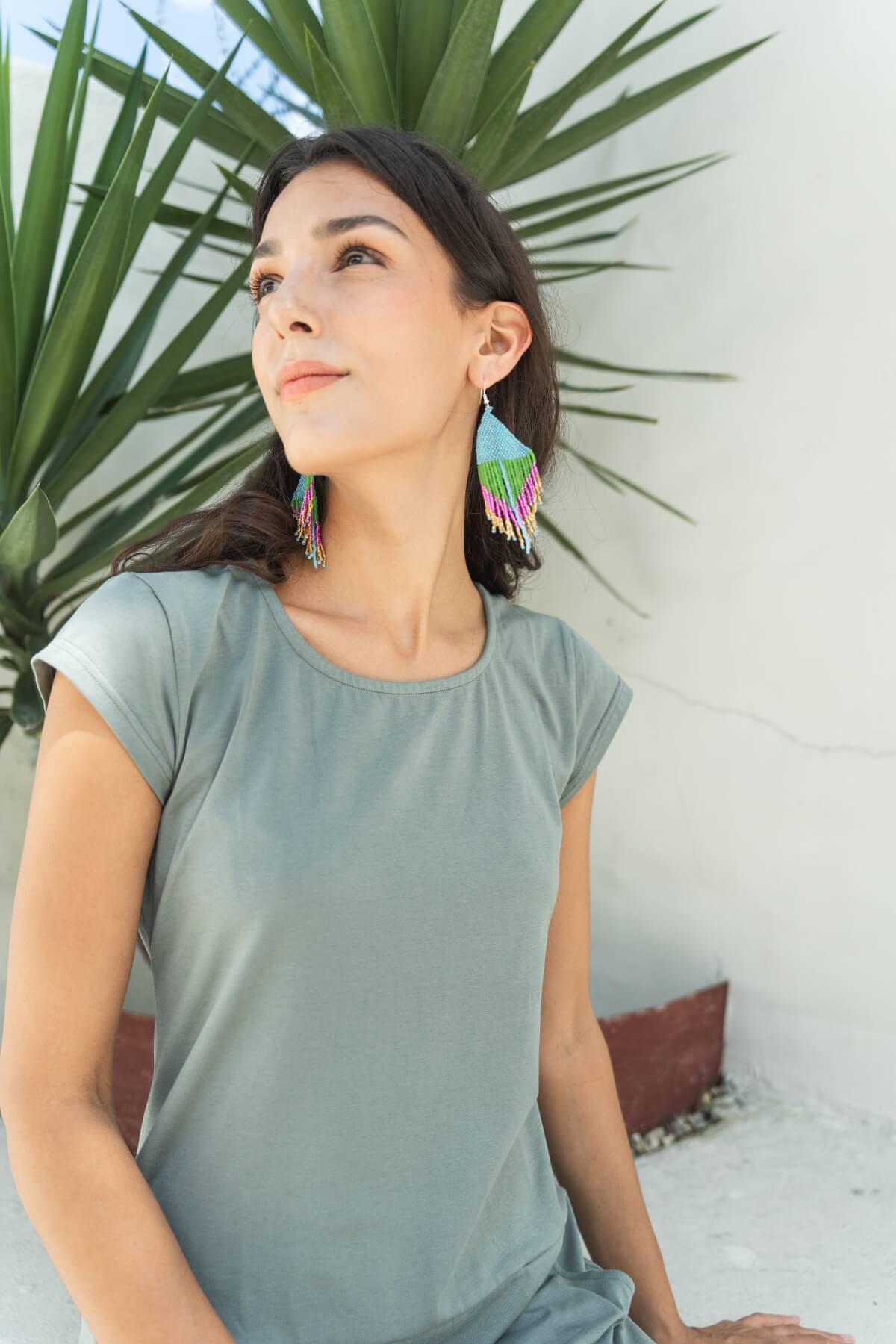 Surya Ethical Glass Bead Earrings - handmade in Nepal