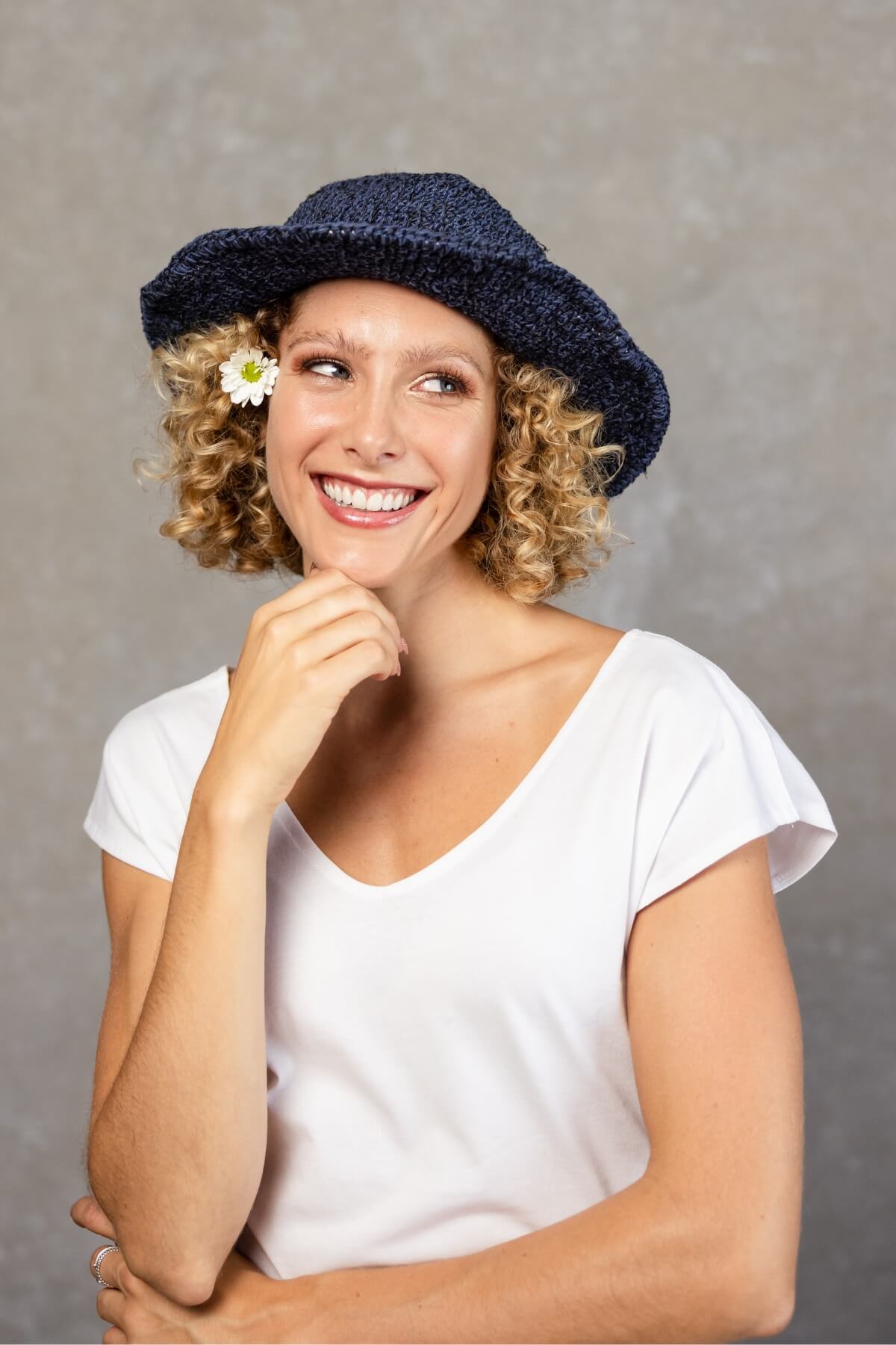 Surya Ethical Crochet Hemp Hat - Dark Blue