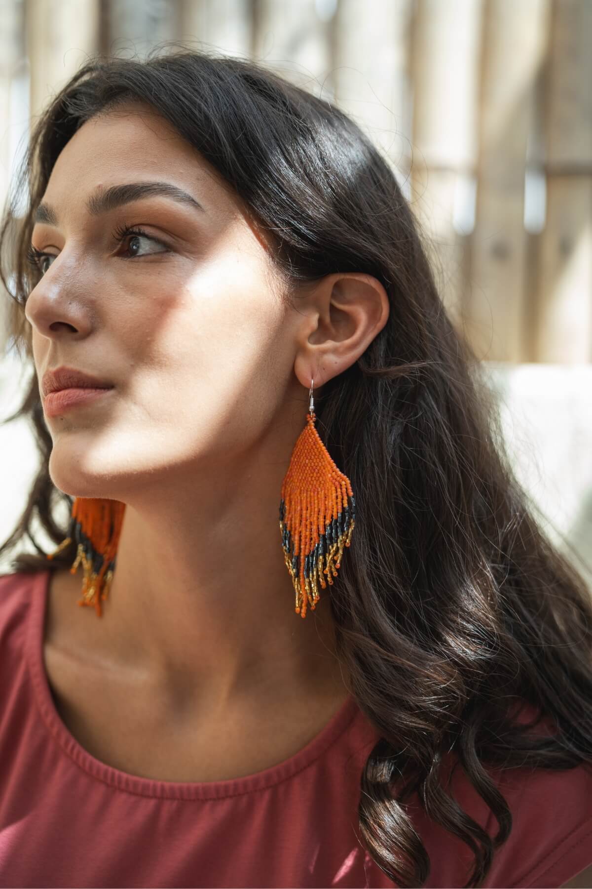 Surya Ethical glass bead earrings - ethically made in Nepal