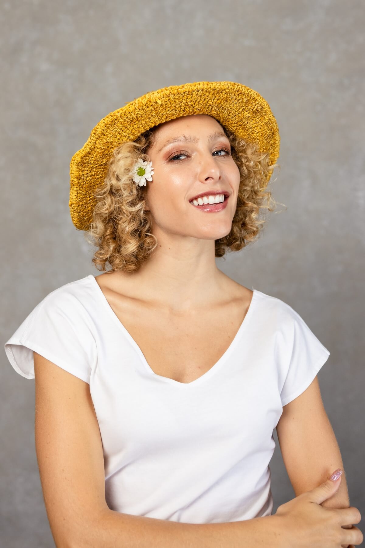 Surya Crochet Hemp Hat - Mustard