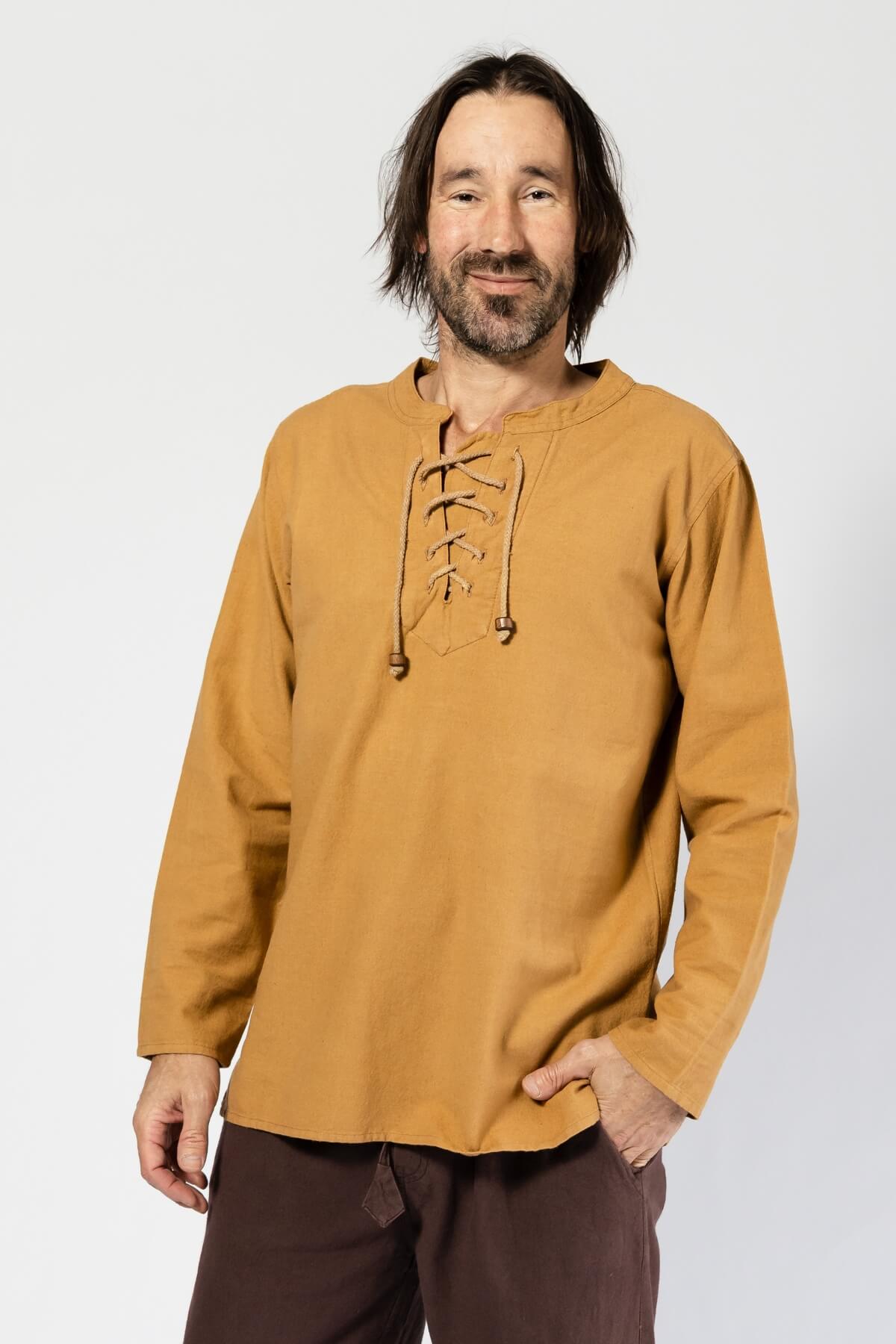 Surya Cotton Shirt for Men made in Nepal - Caramel