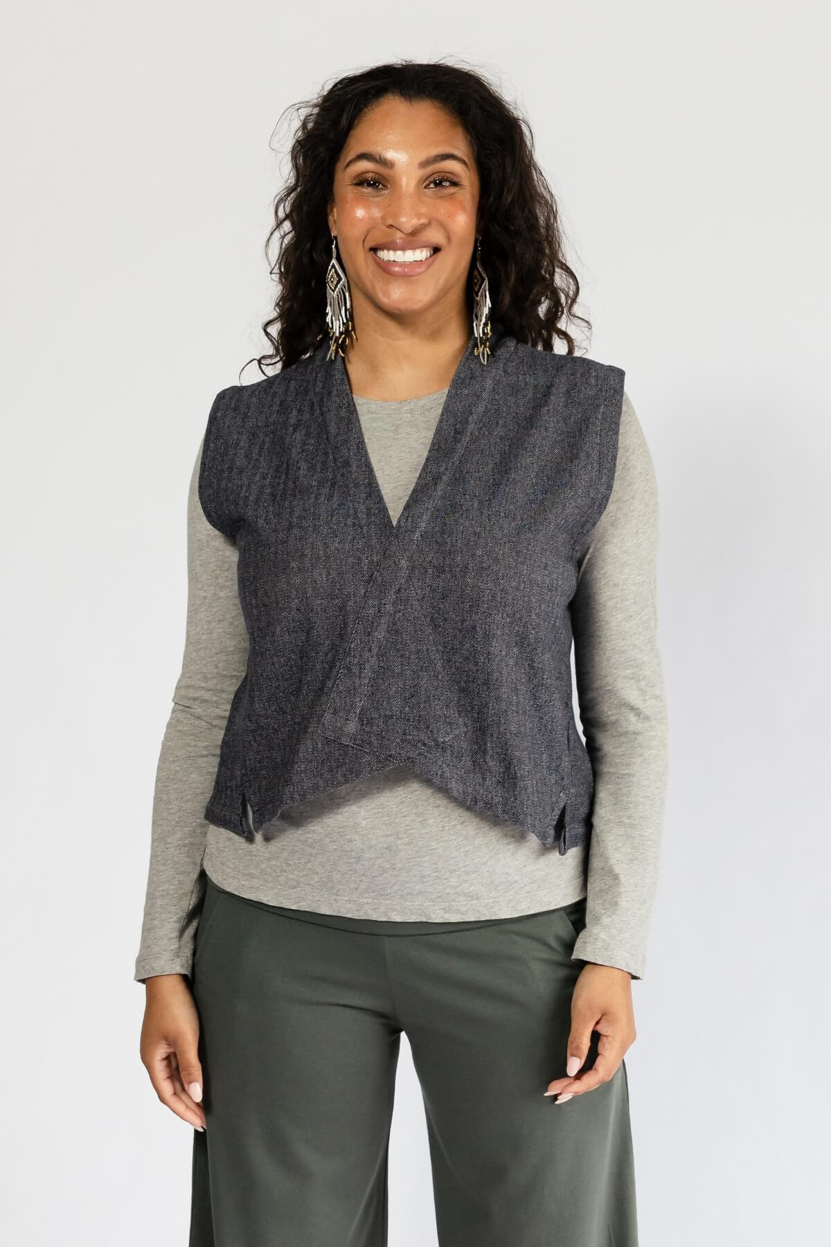 Surya Ethical Organic Jacquard Vest - Denim Blue