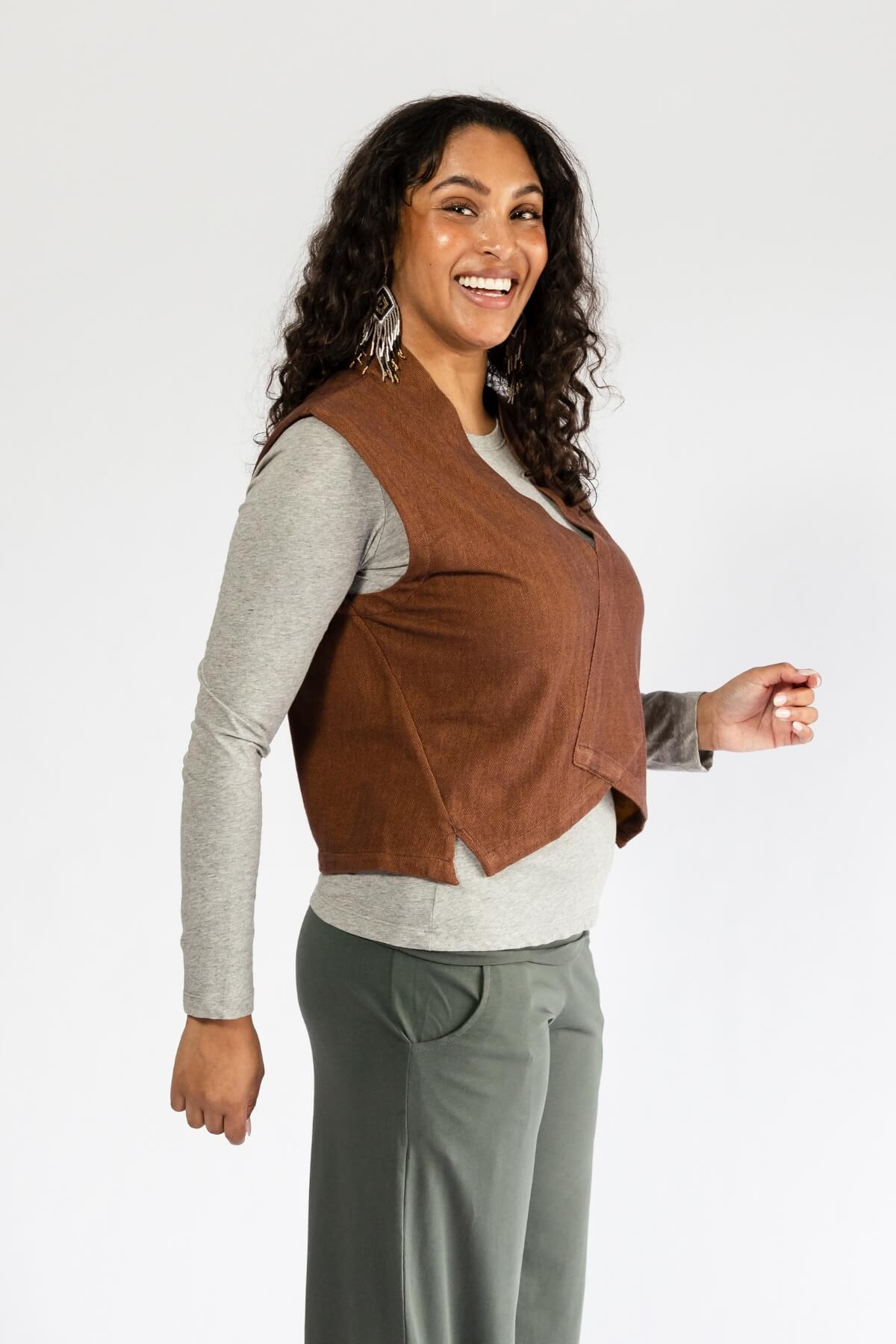 Surya Organic Jacquard Denim Vest - right side view