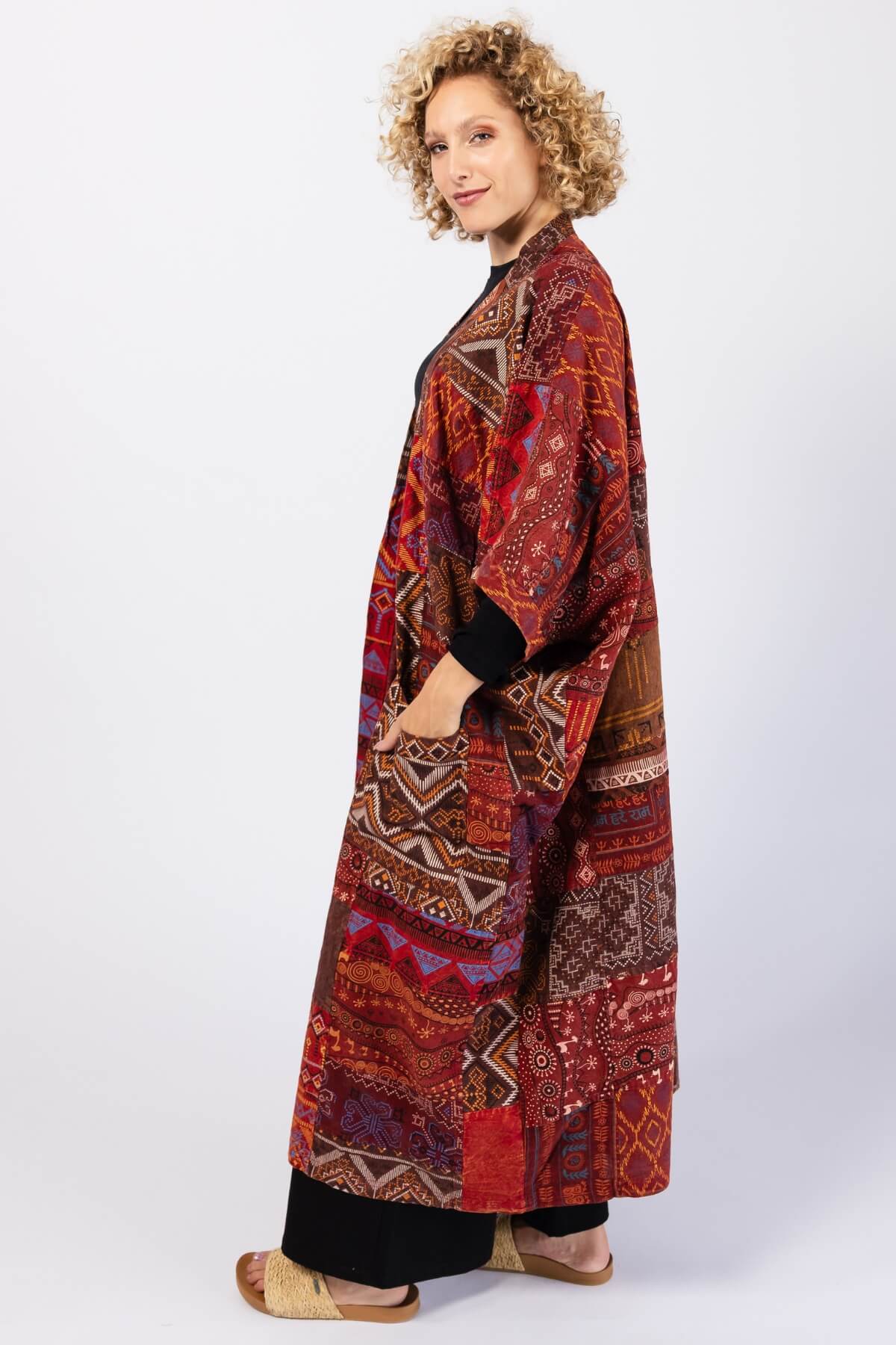 Surya Cotton Patch Duster Jacket - left side view