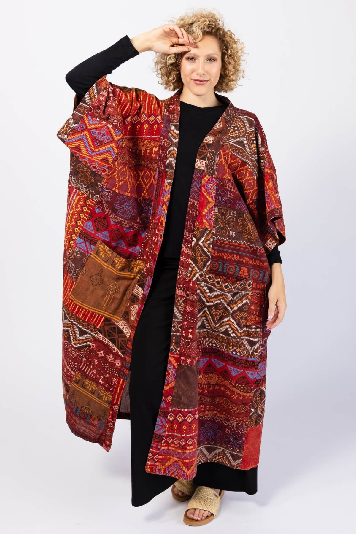 Surya Cotton Patch Duster Jacket - full length open style coat