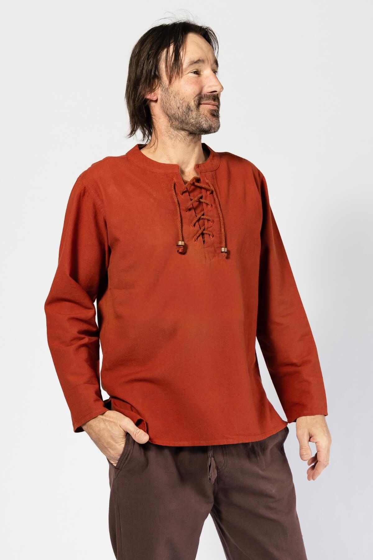 Surya Long Sleeve Cotton Top for Men - right side view