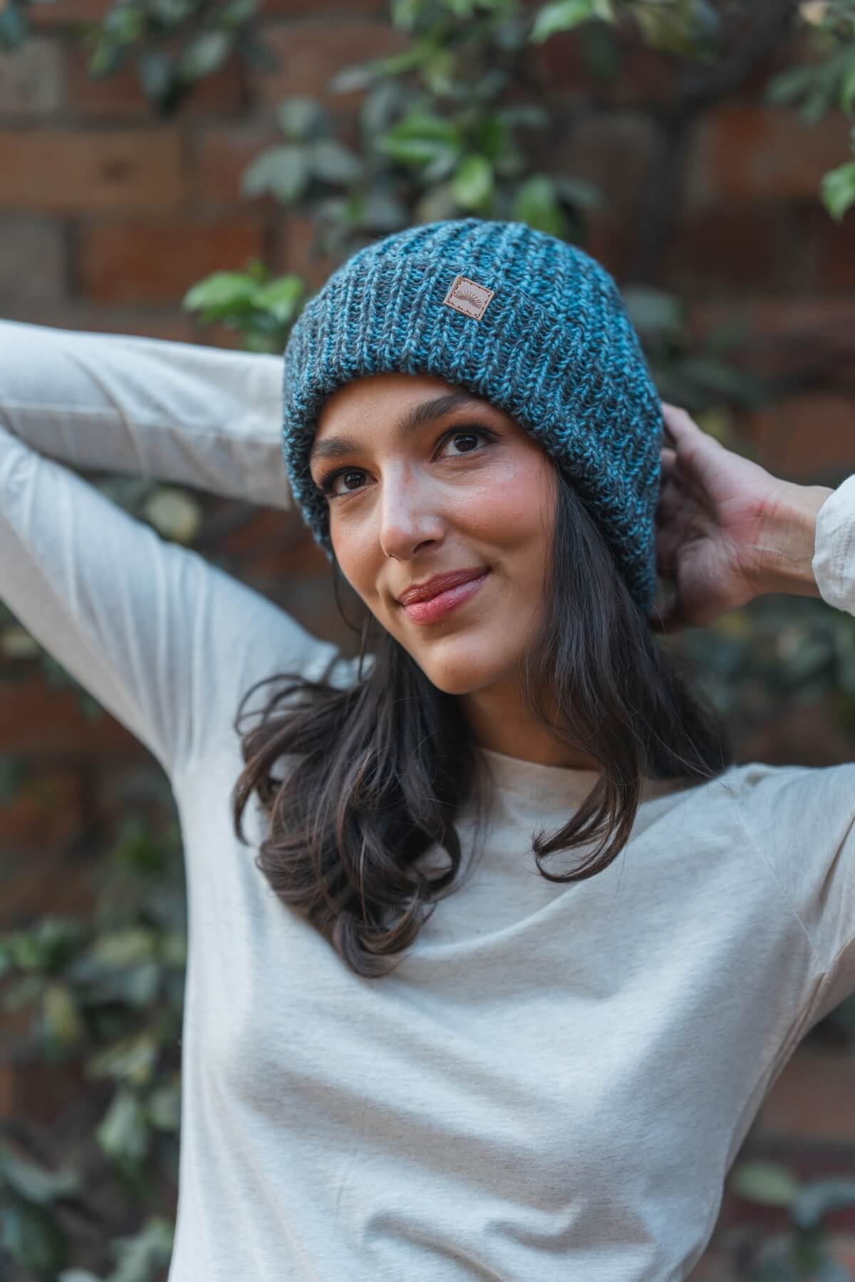 Surya Ethical Merino Wool 'Cuffed' Beanie from Nepal - Blue
