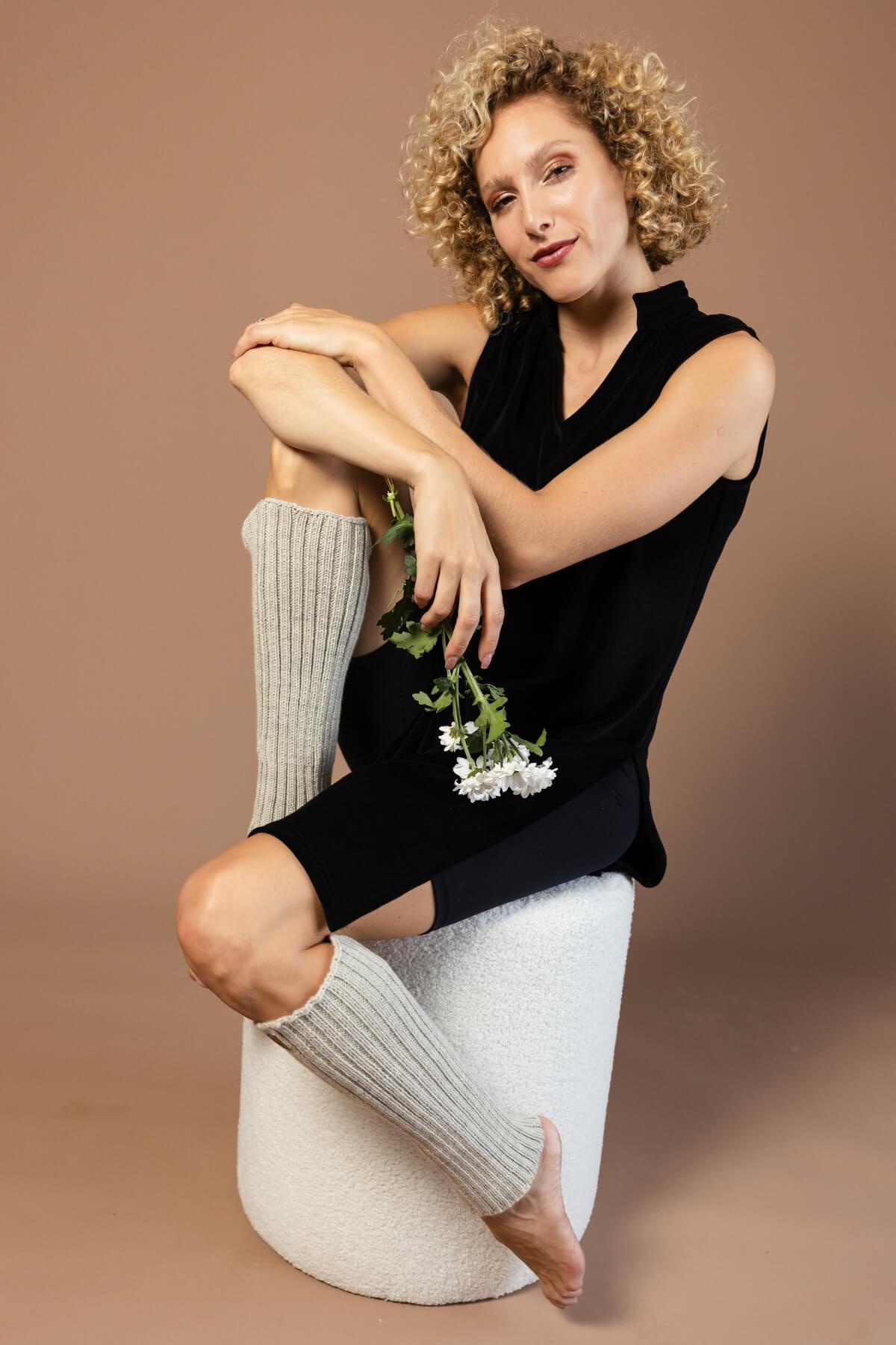 Surya Ethical Merino Wool Leg Warmers - Oatmeal colour