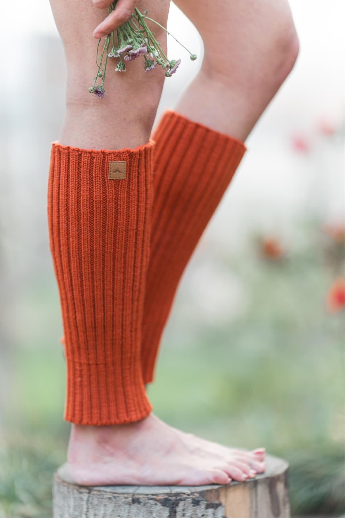 Surya Merino Wool Leg Warmers - Burnt Orange