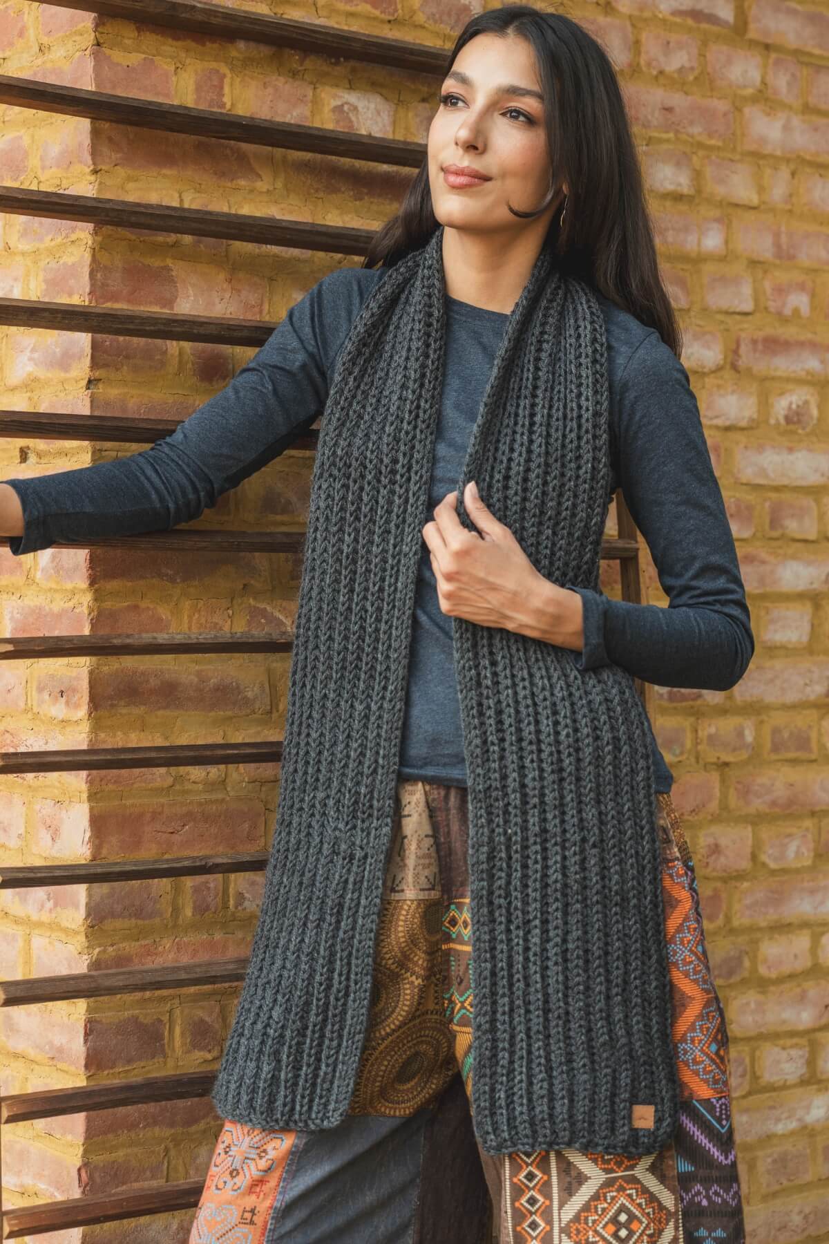 Merino Wool Knitted Scarf for Women -made in Nepal