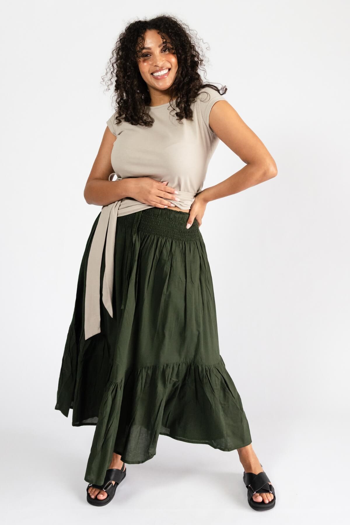 Surya Crinkle Cotton Skirt for Women - full length maxi skirt