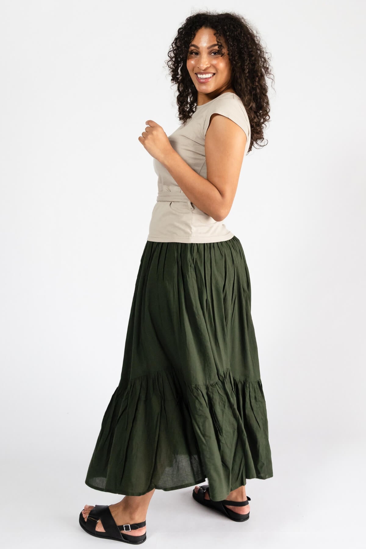 Surya Crinkle Cotton Skirt for Women - left side view