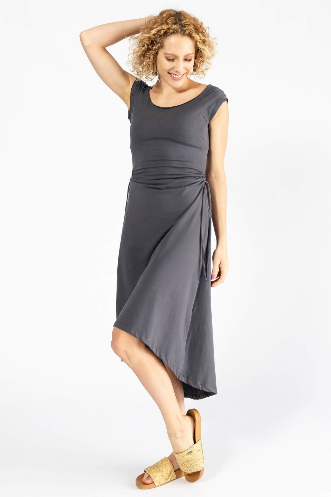 Surya Organic Cotton 'Priya' Dress - Dusty Grey
