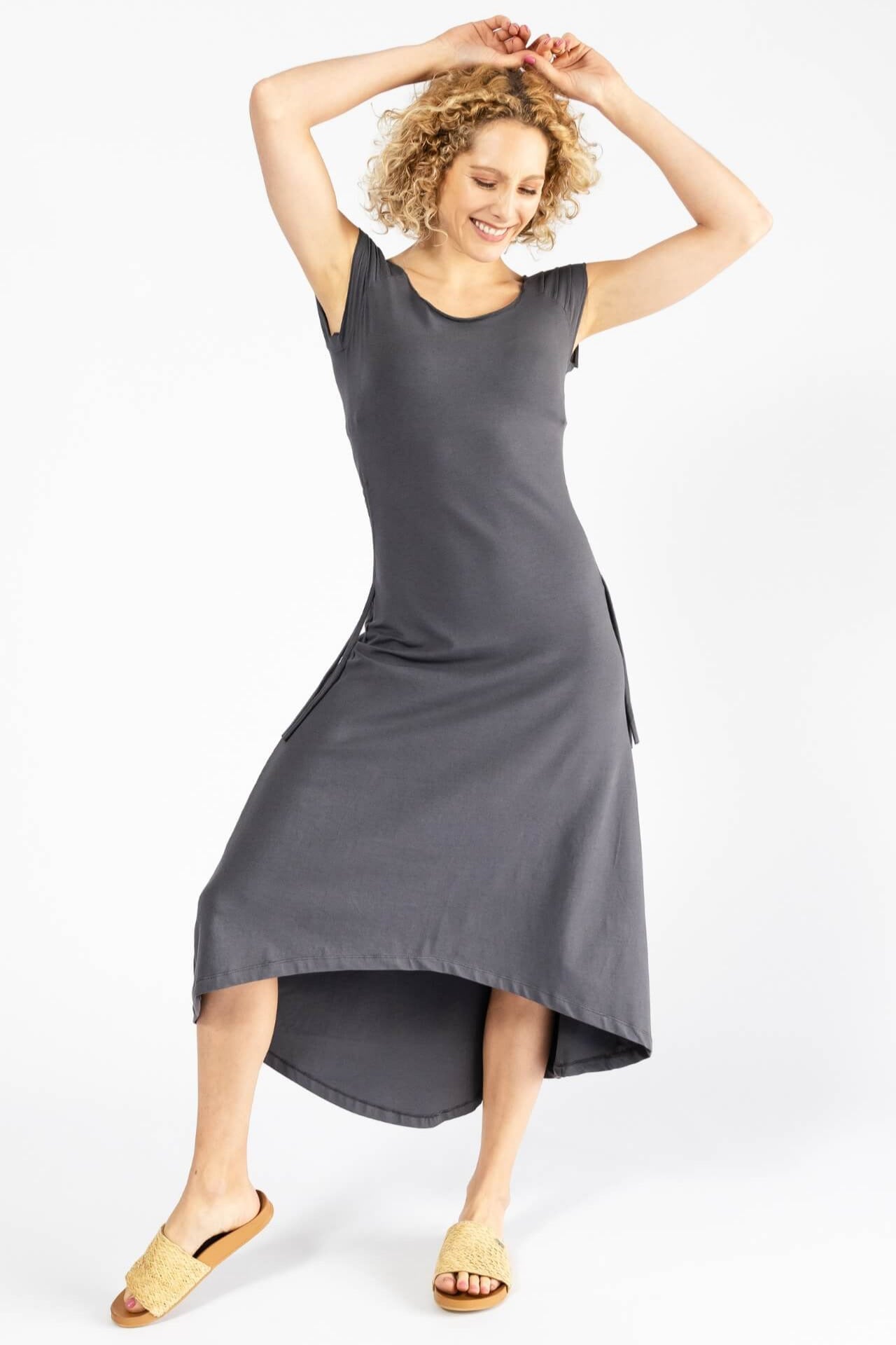 Surya Organic Cotton 'Priya' Dress - Dusty Grey