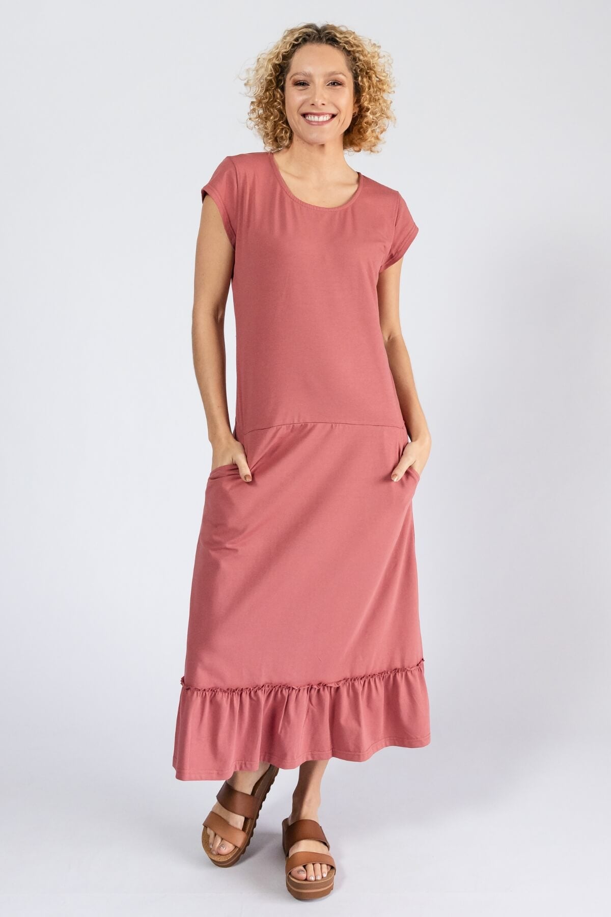 Surya Ethical Organic Cotton Midi Dress - Sundae Pink