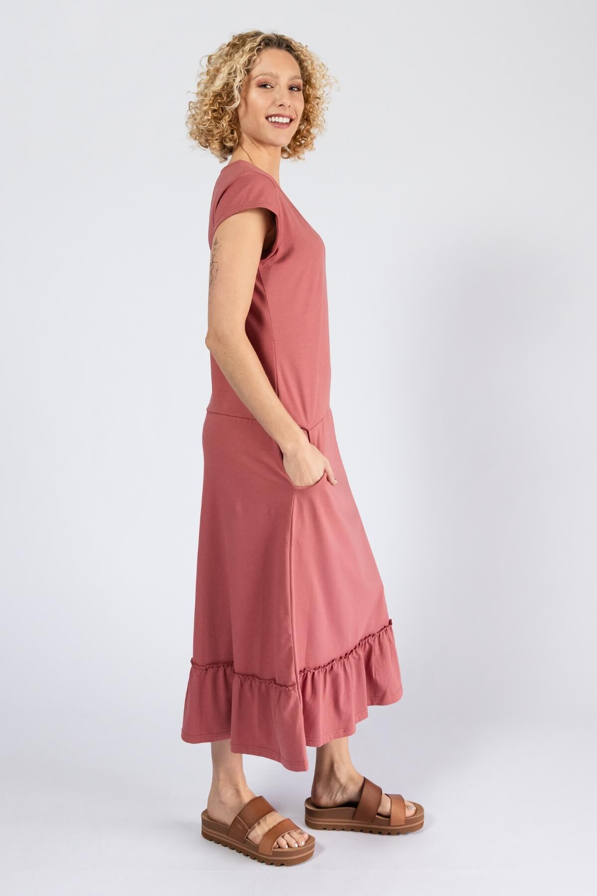 Surya Ethical Organic Cotton Midi Dress - right side view