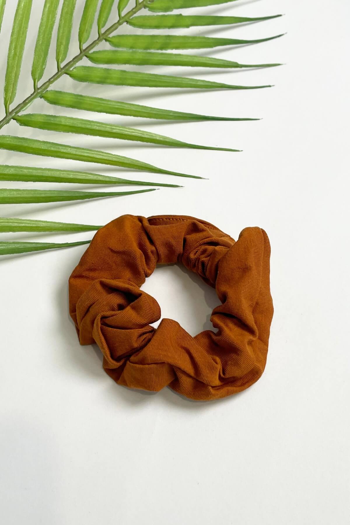 Organic cotton off-cut scrunchies for women - caramel