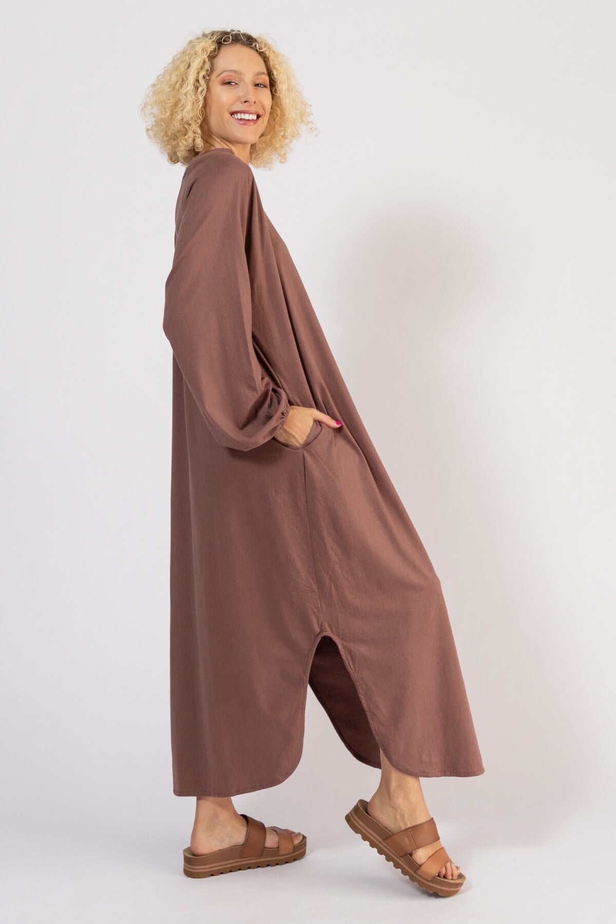 Organic Cotton Long Sleeve Kaftan - right side view