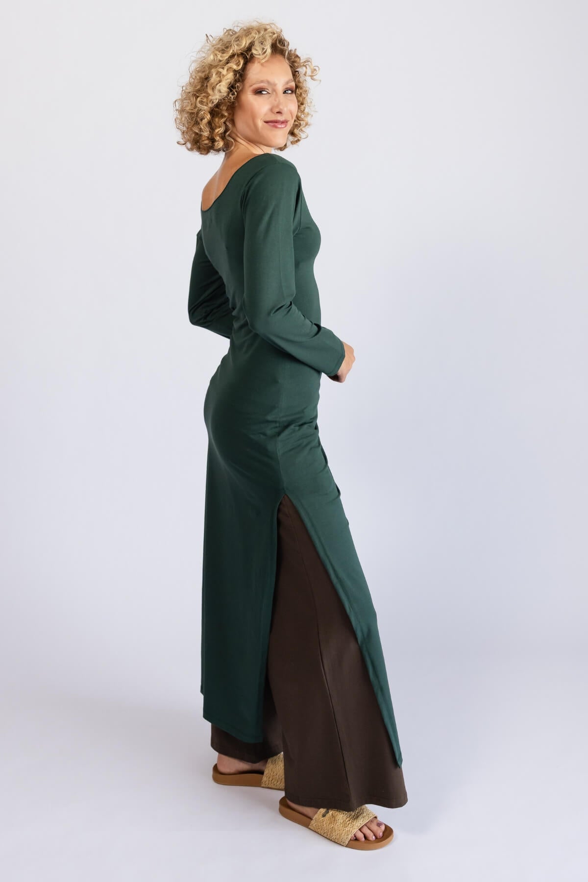 Surya Organic Cotton 'Sarita' Dress - long side splits