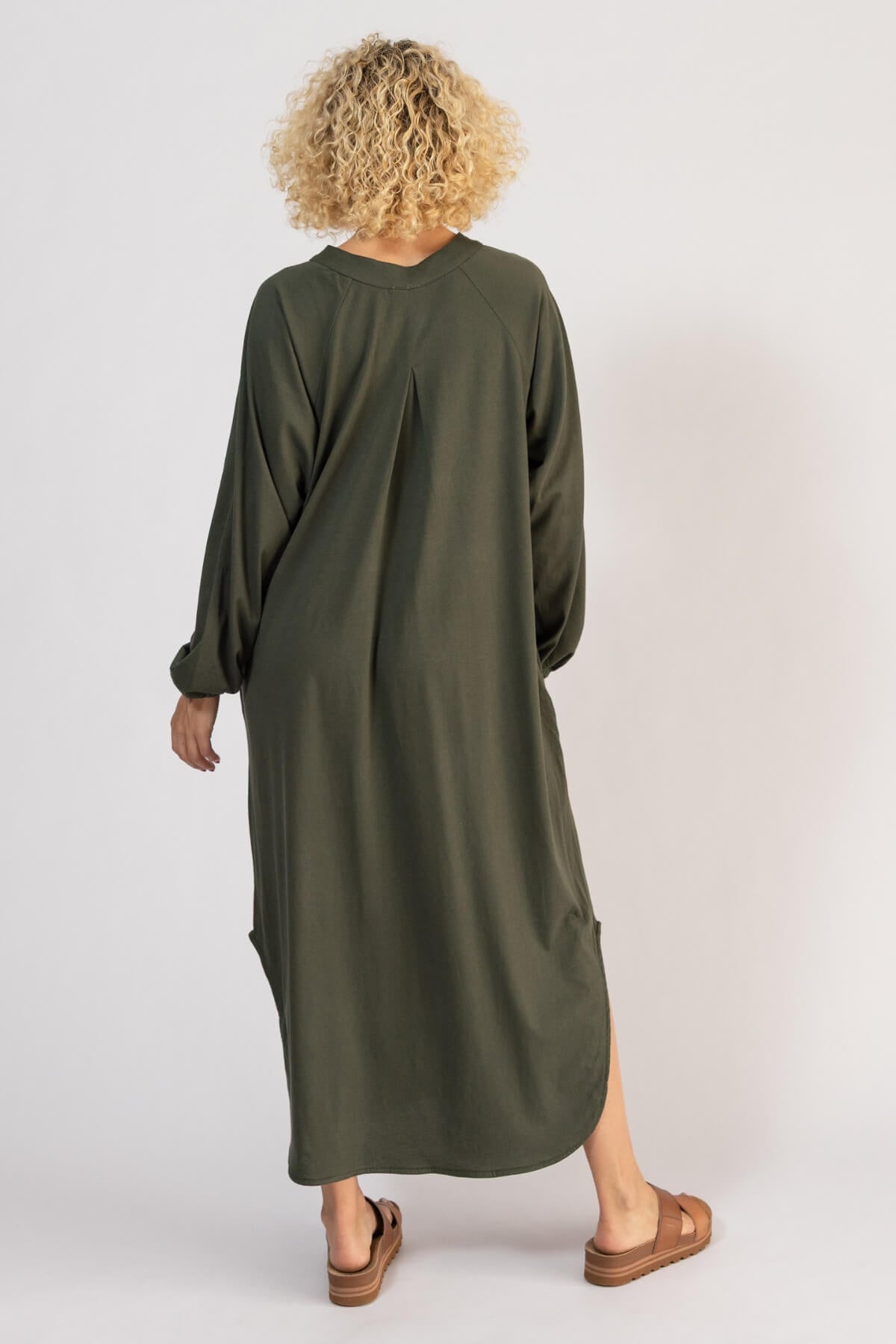 Organic Cotton Long Sleeve Kaftan Dress - rear view