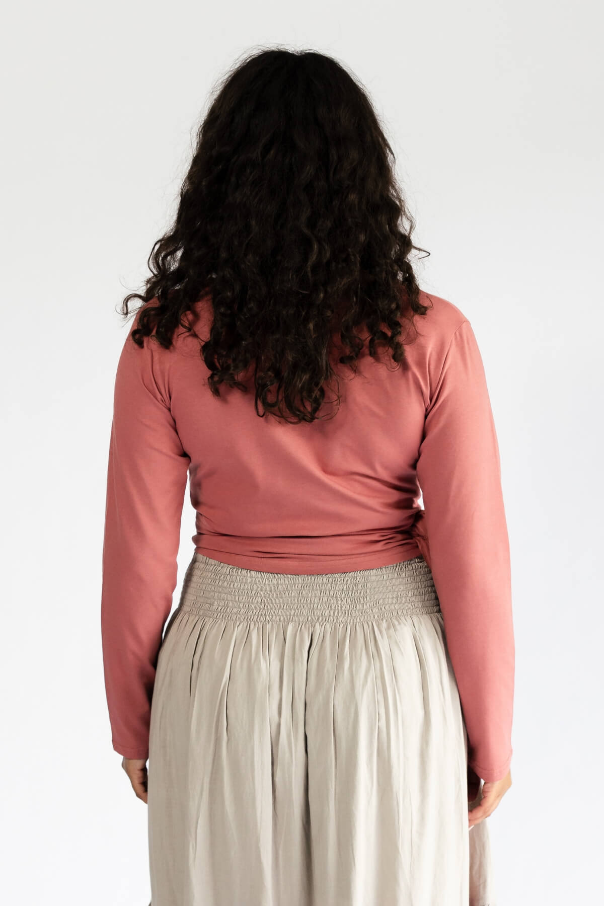 Surya Organic Cotton Long Sleeve Wrap Top - rear view