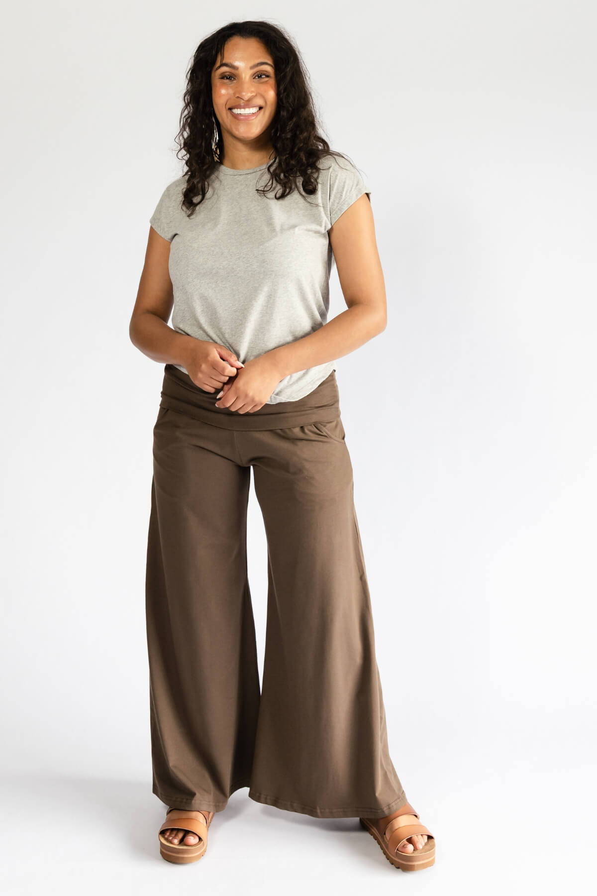 Surya Organic Cotton Palazzo Pants for Women - turn down waistband