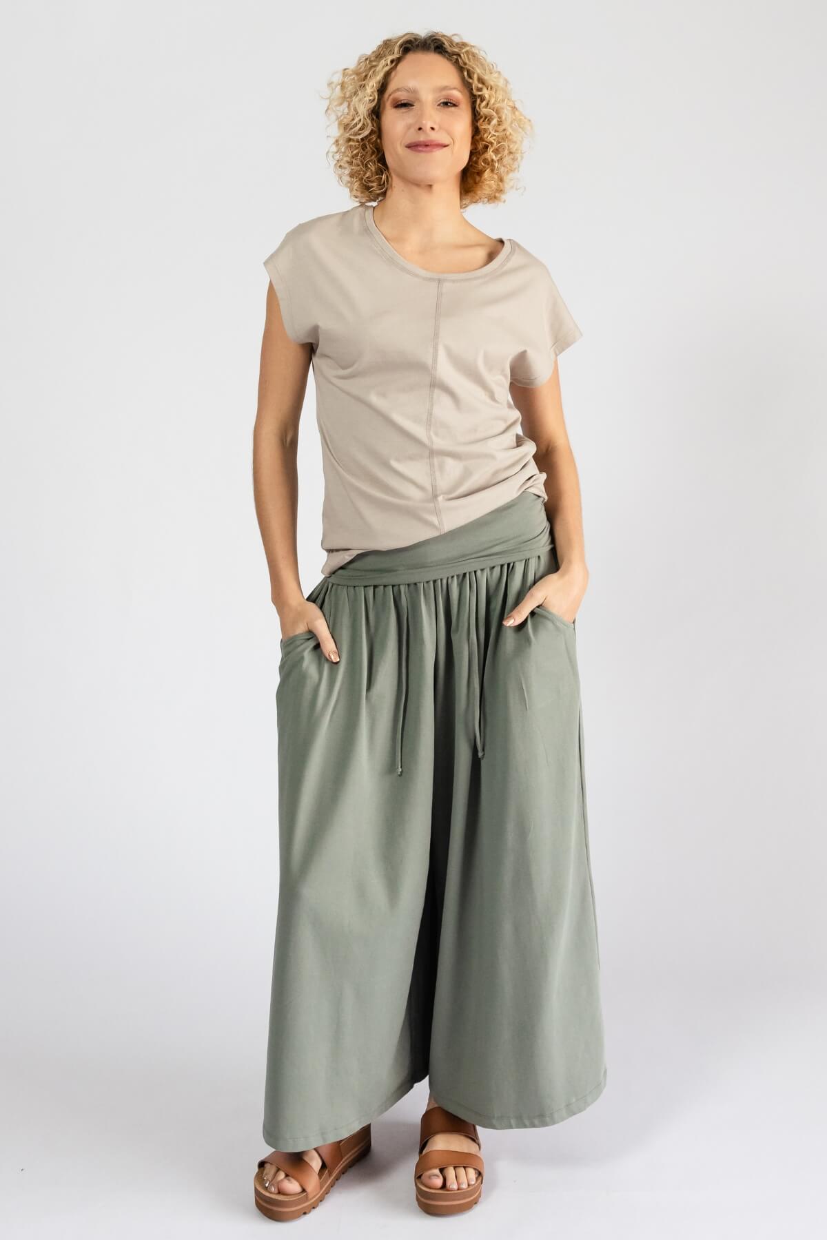 Surya Organic Cotton Palazzo Pants - with two hip pockets