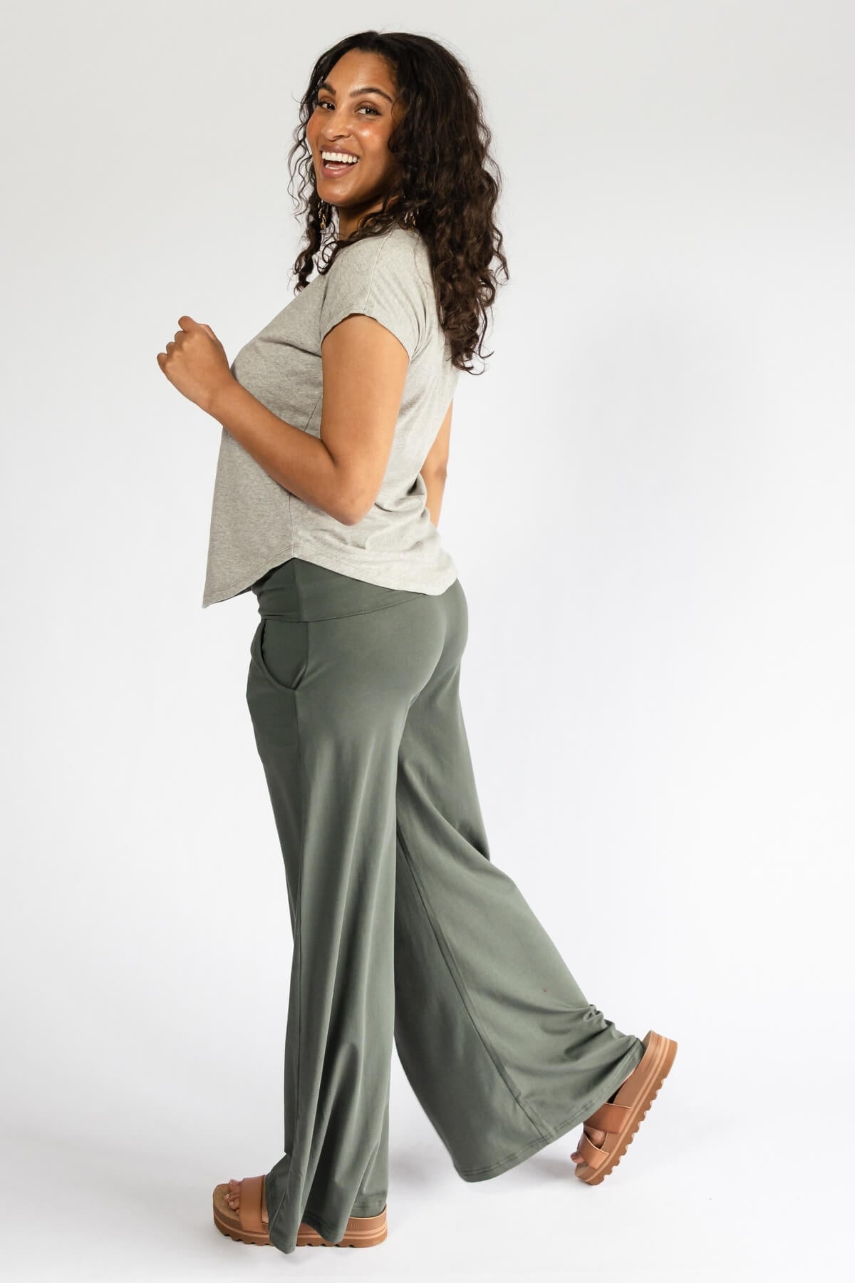 Surya Organic Cotton Wide Leg Pants - left side view