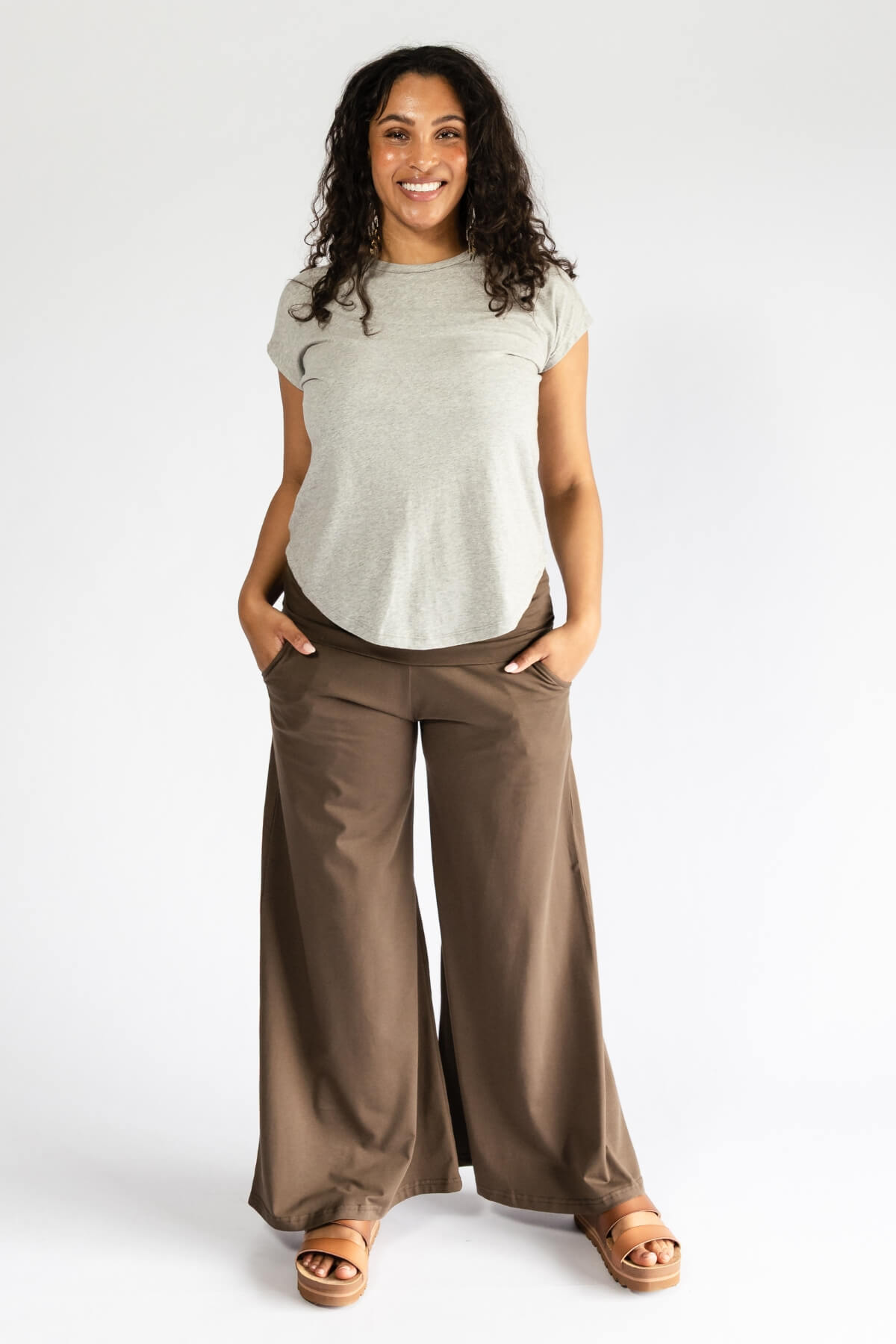 Surya Organic Cotton Palazzo Pants for Women - Cappuccino