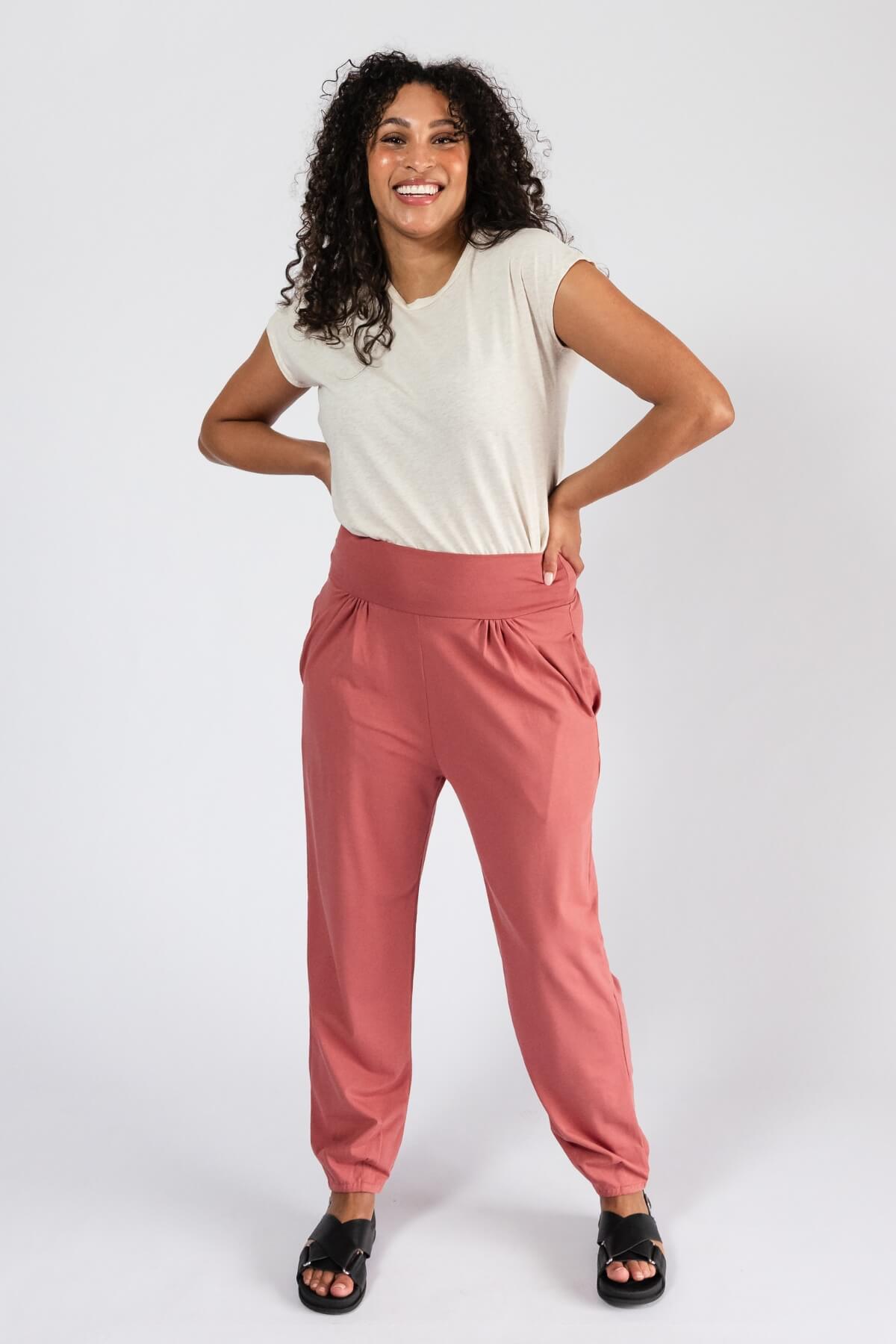 Surya Organic Cotton Pants for Women - comfortable flat waistband