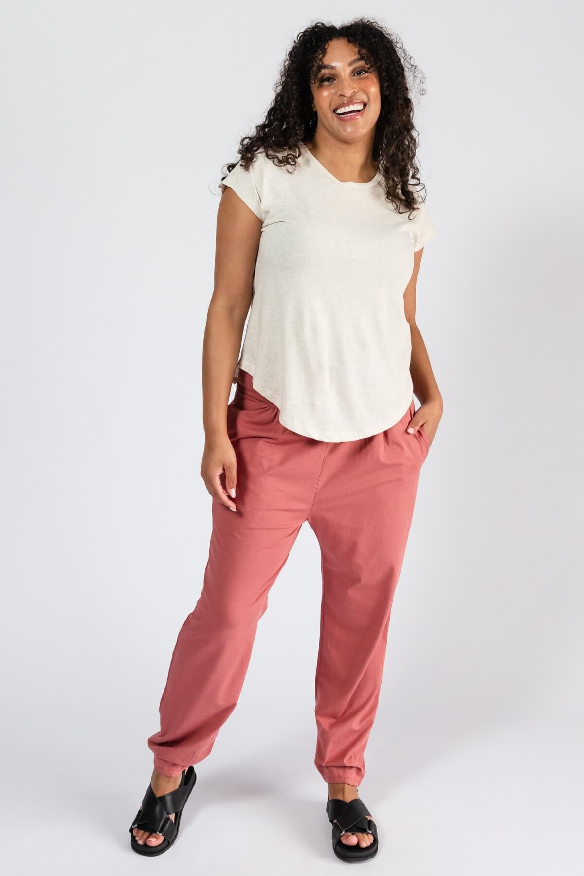 Surya Organic Cotton Pants for Women - Sundae pink colour