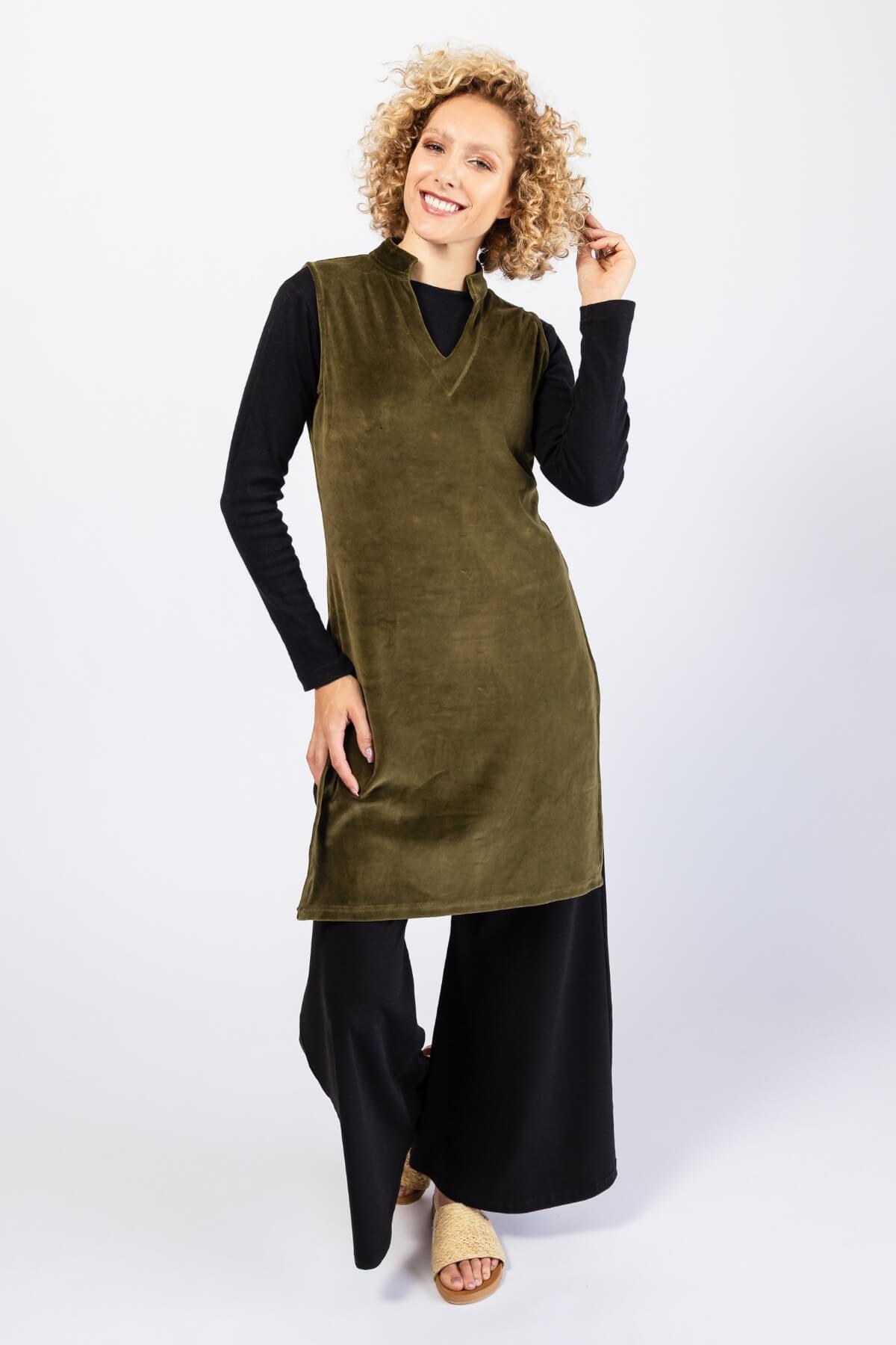 Surya Organic Cotton Velvet Pinafore - layer under