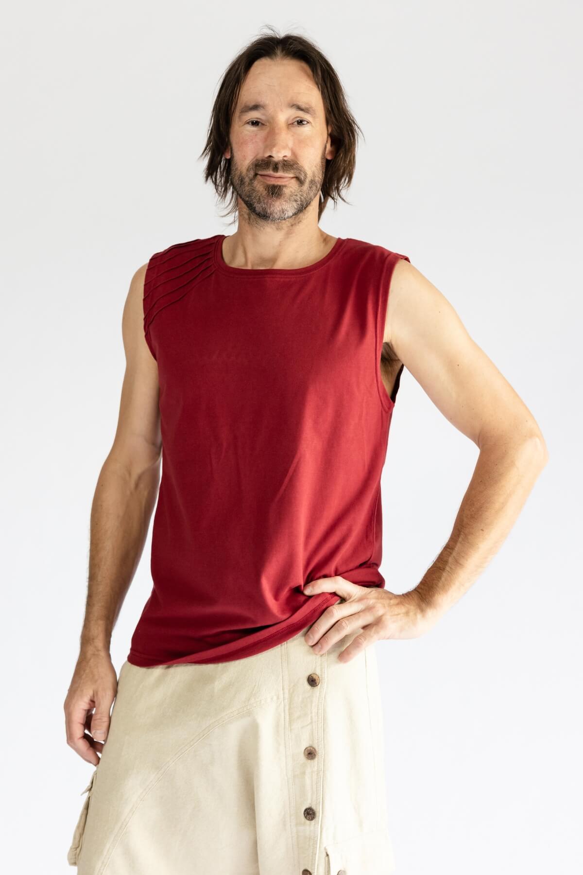Surya Ethical Organic Singlet Tops for Men - Berry