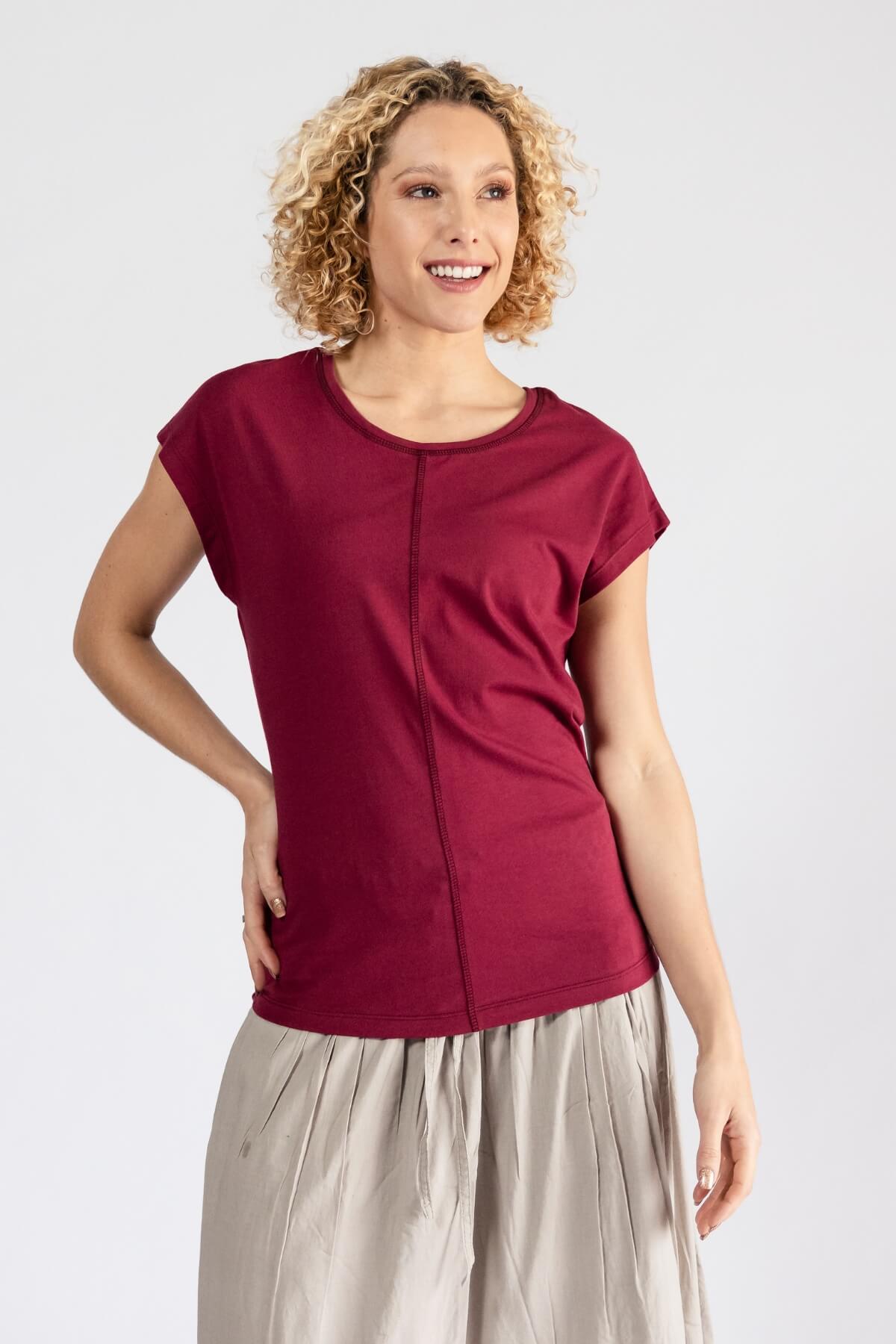 Surya Everyday Organic Cotton T-Shirt for Women - bat-wing capped sleeves