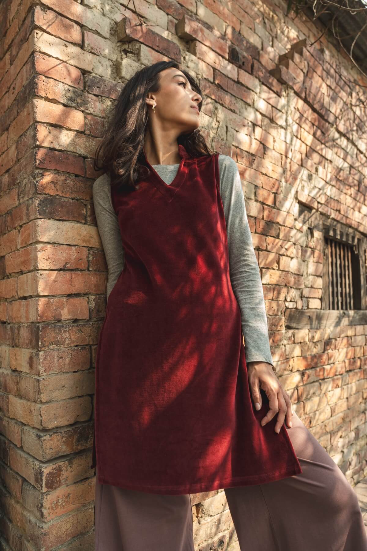 Surya Organic Cotton Velvet Pinafore - layering perfection