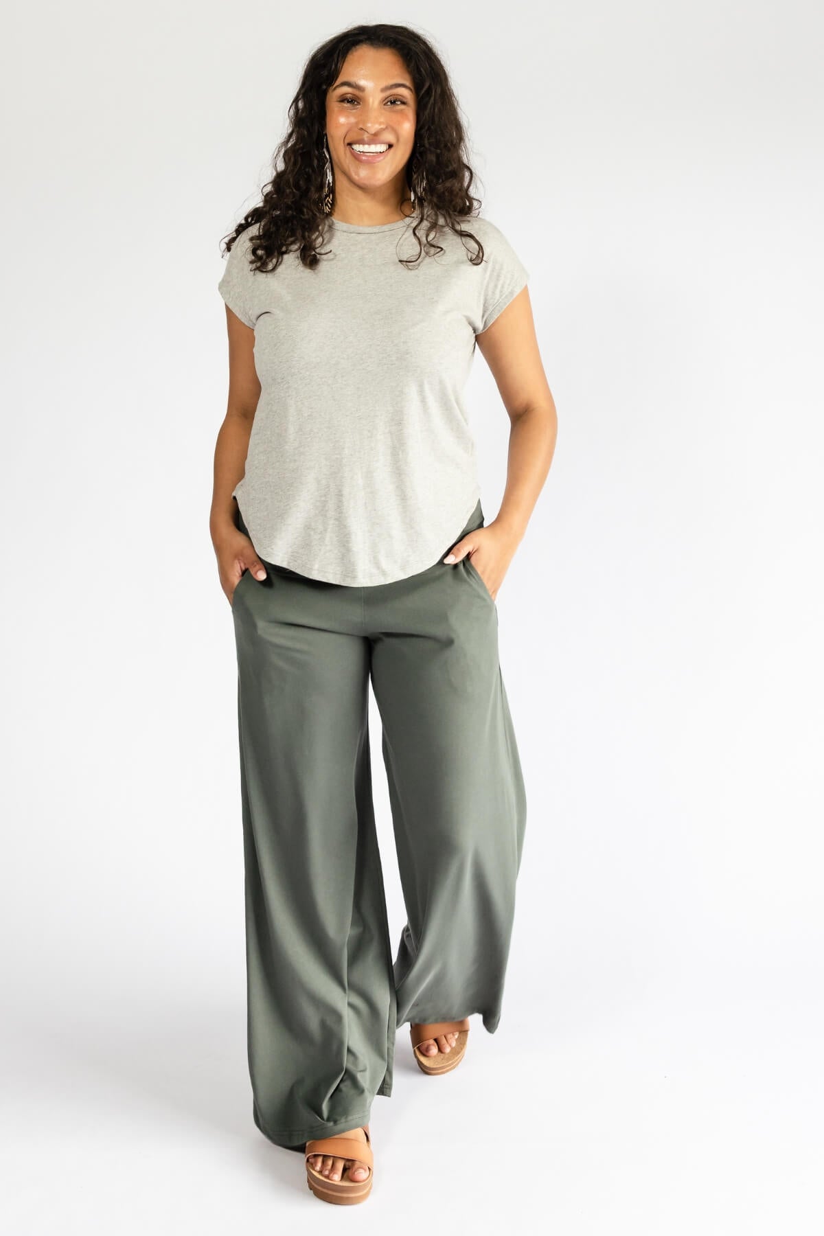 Surya Organic Cotton Wide Leg Pants - with turn over waistband