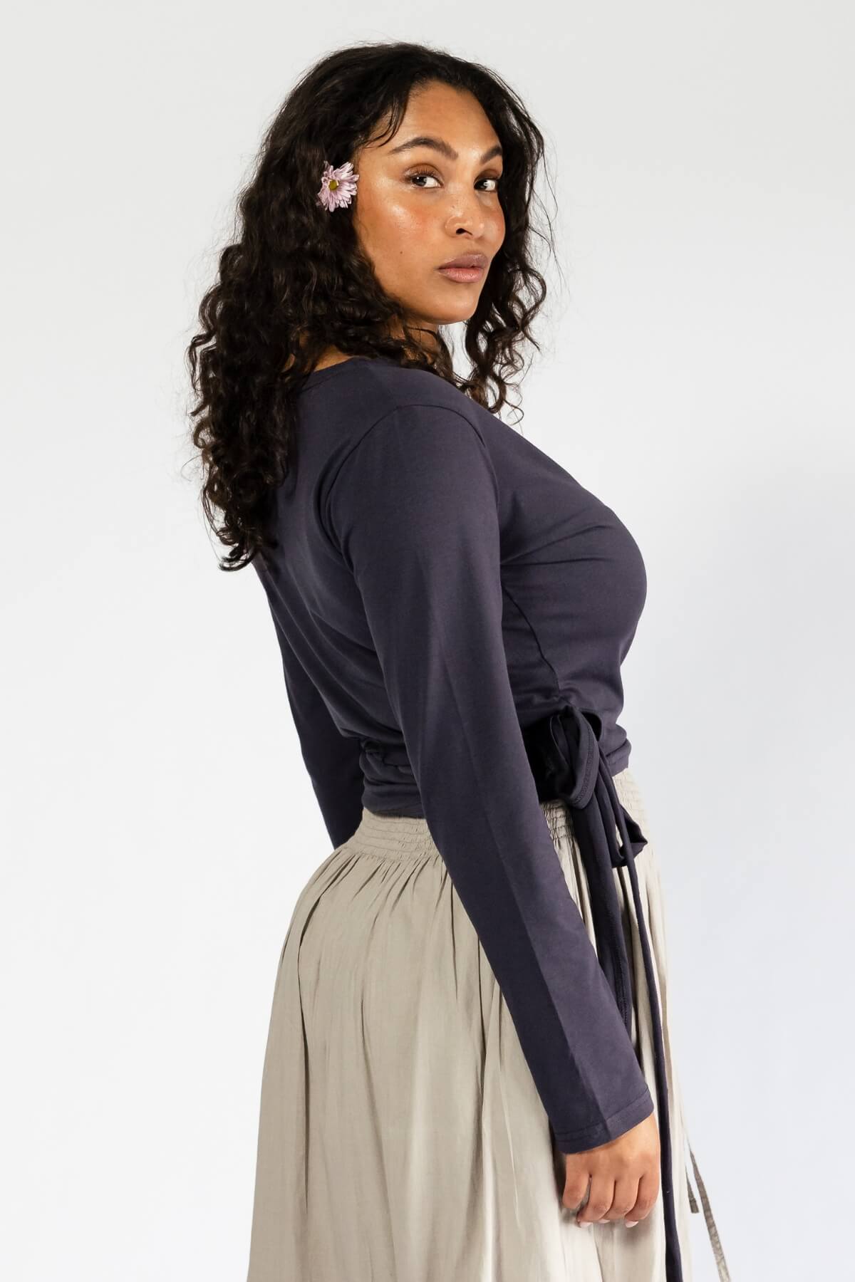 Surya Long Sleeve Organic Wrap Top - right side view